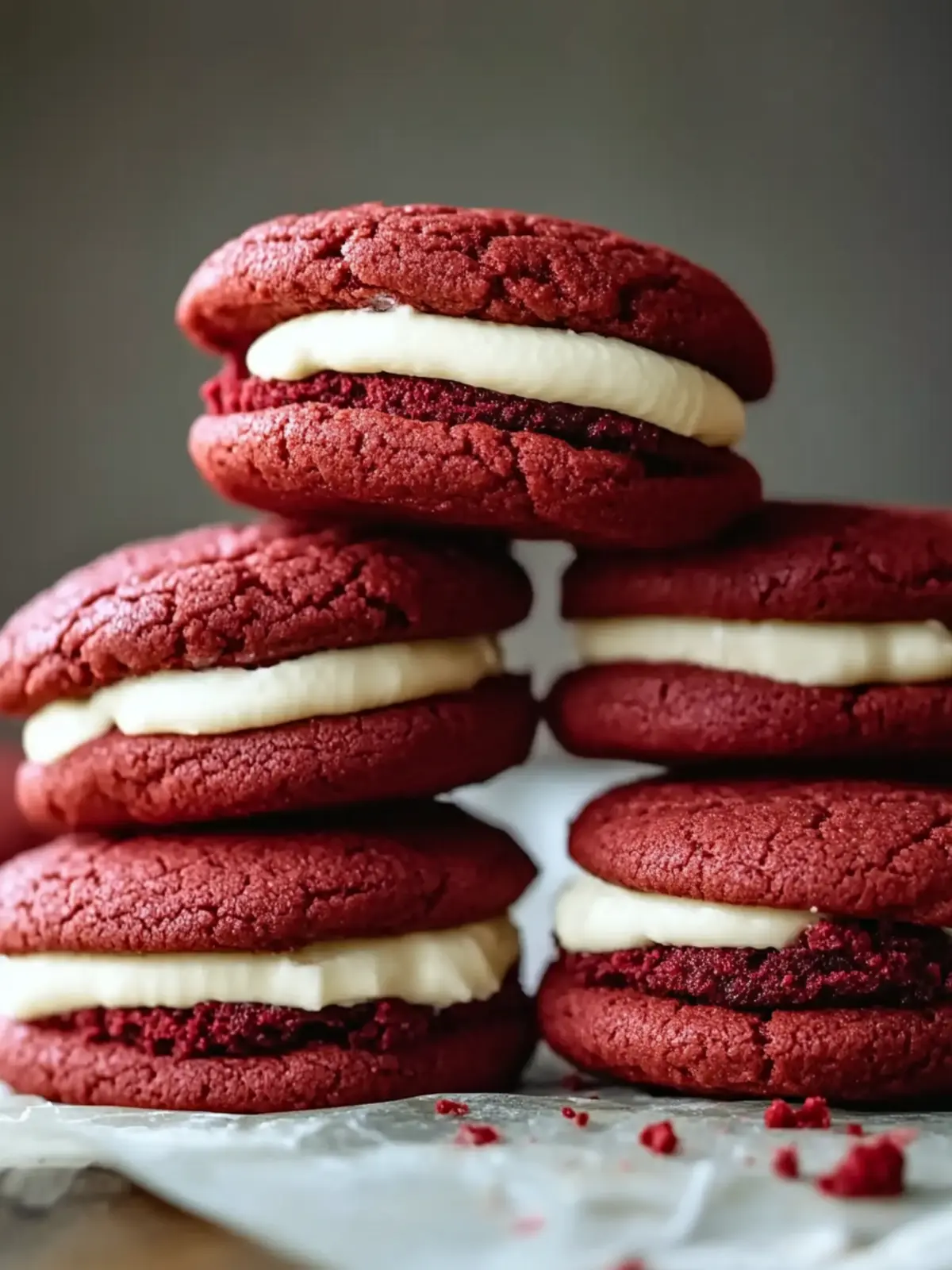 Red Velvet Cookie Sandwiches with Cream Cheese Filling Delight 2 Red Velvet Cookie Sandwiches with Cream Cheese Filling