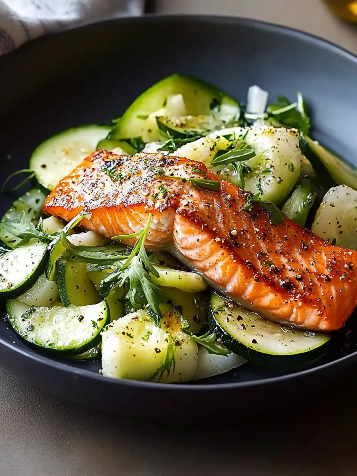 Delicious Hot Smoked Salmon with Zucchini Salad Recipe 3 Hot Smoked Salmon with Zucchini Salad
