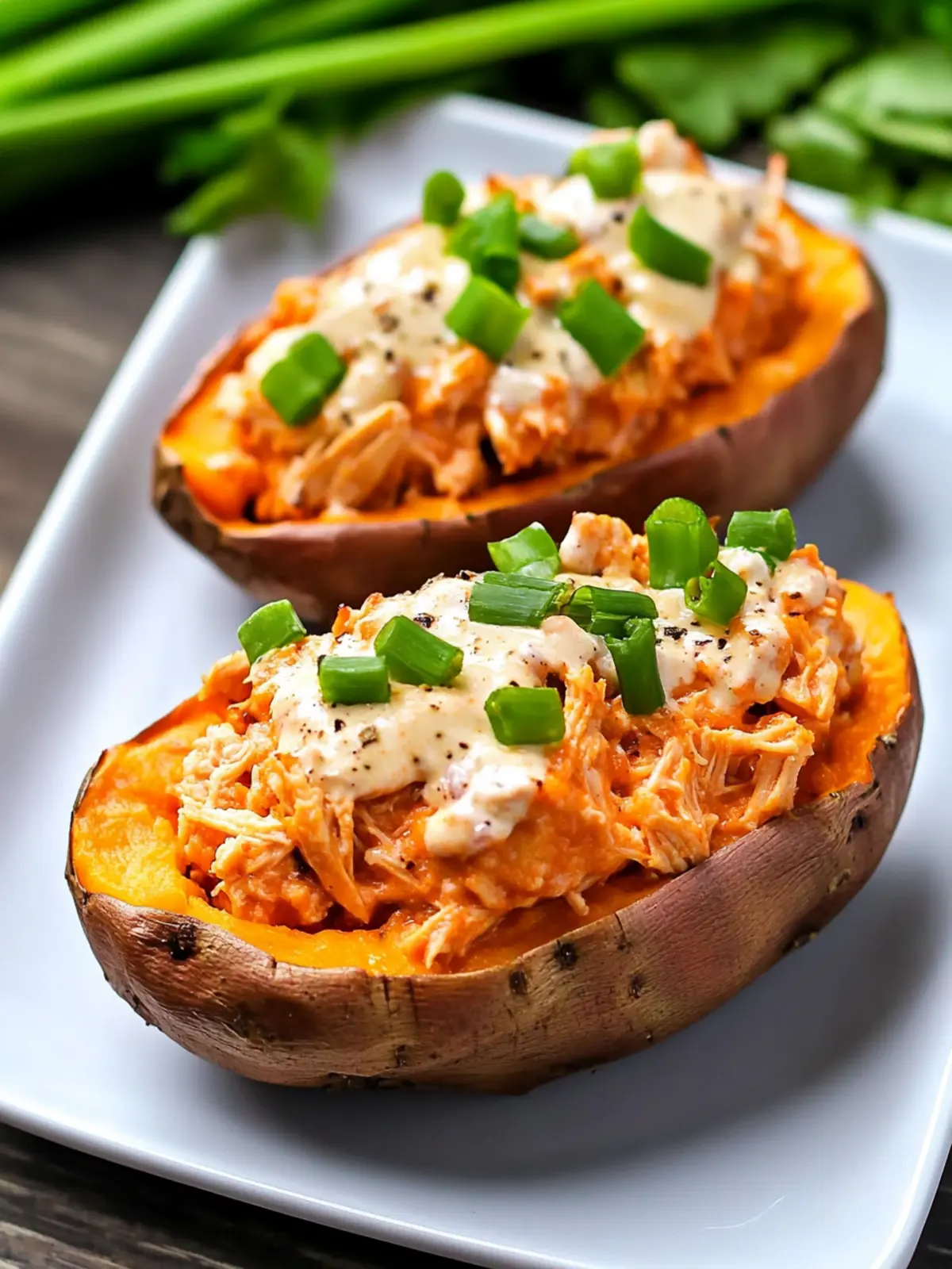 Low Carb Buffalo Chicken Stuffed Sweet Potatoes You ll Adore 2 Low Carb Buffalo Chicken Stuffed Sweet Potatoes