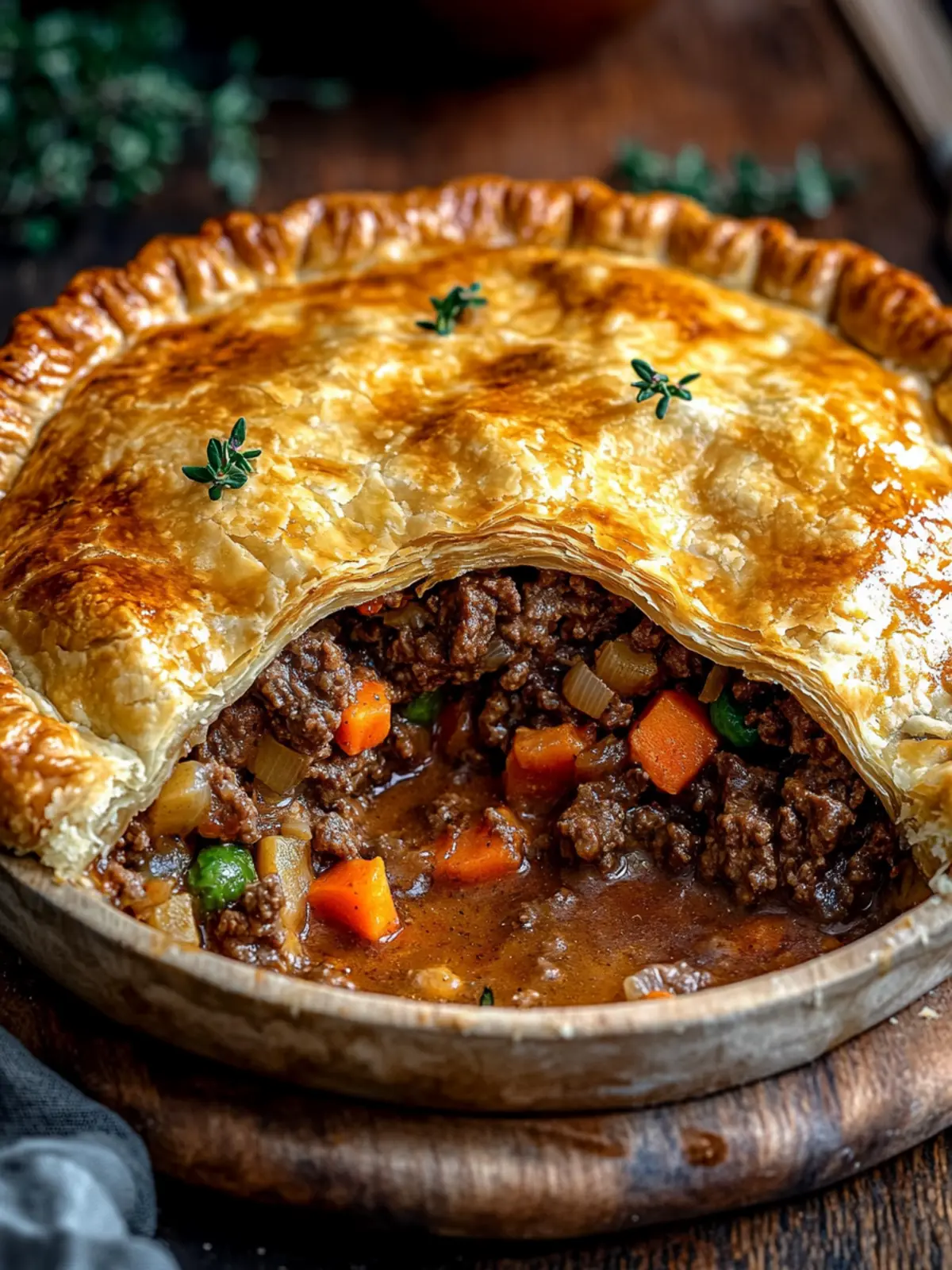 Hearty Meat Pie with Beef, Veggies & Flaky Crust Delight 3 Meat Pie with Beef, Veggies & Flaky Crust