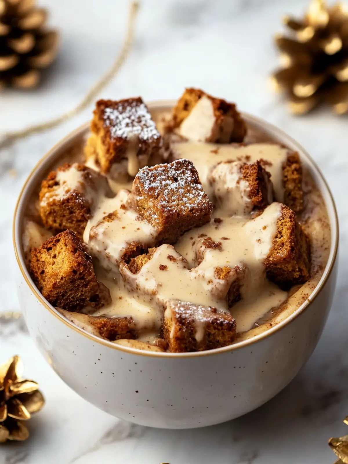 Gingerbread Bread Pudding with Eggnog Sauce: Holiday Bliss 3 Gingerbread Bread Pudding with Eggnog Sauce