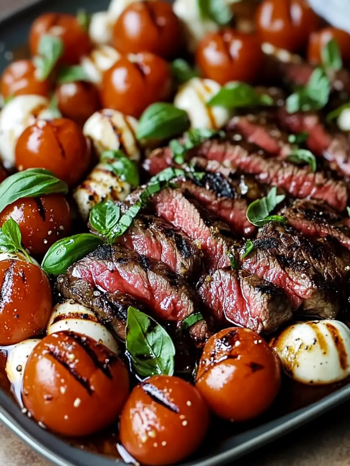 Grilled Flank Steak Caprese with Balsamic Dressing Bliss 2 Grilled Flank Steak Caprese with Balsamic Dressing