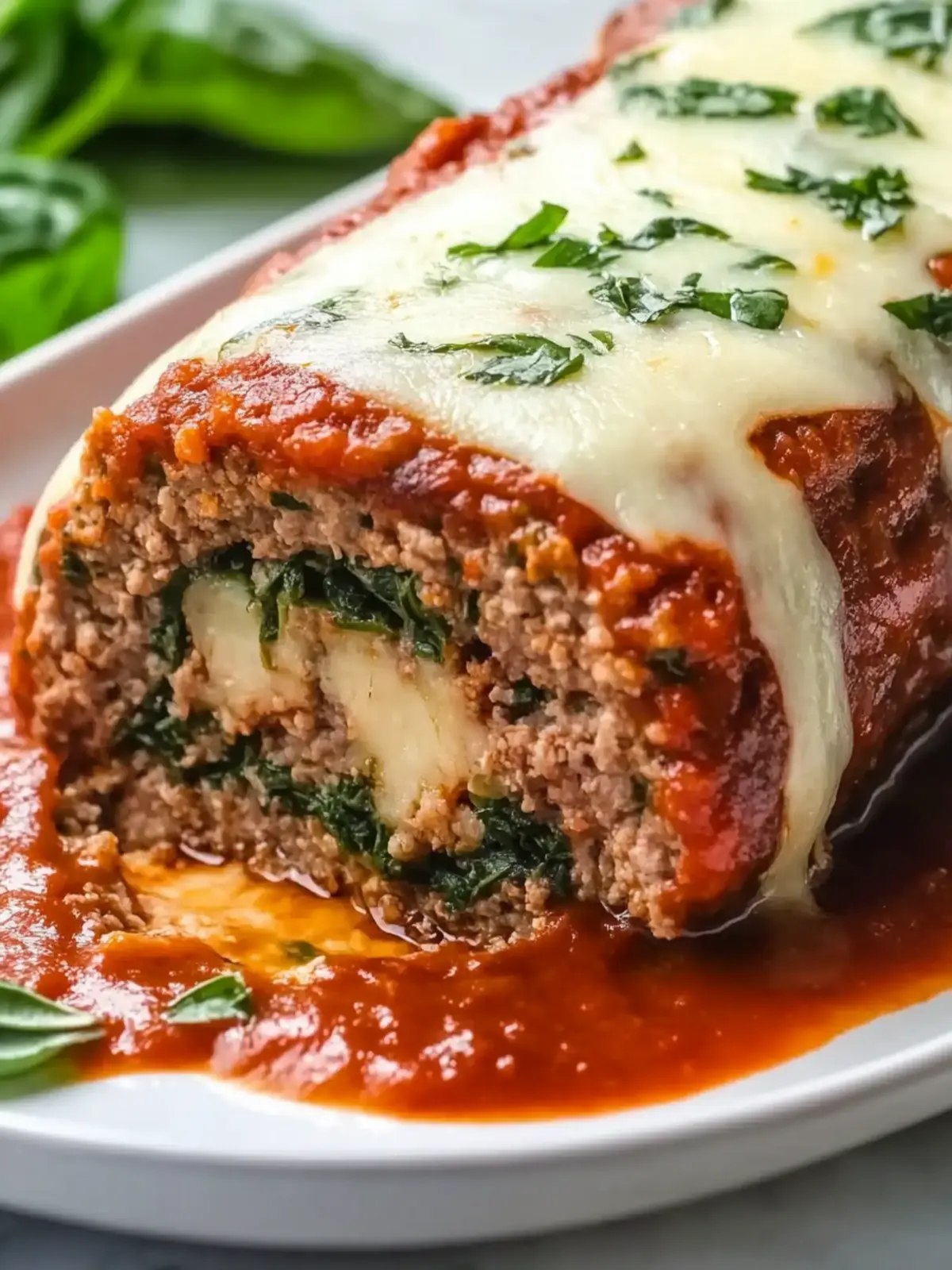Cheesy Stuffed Italian Meatloaf with Spinach You'll Love 2 Stuffed Italian Meatloaf with Spinach and Cheese