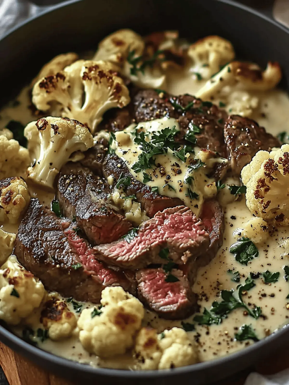 Savory Steak and Cauliflower in Cream Sauce for Quick Comfort 2 Savory Steak and Cauliflower in Cream Sauce