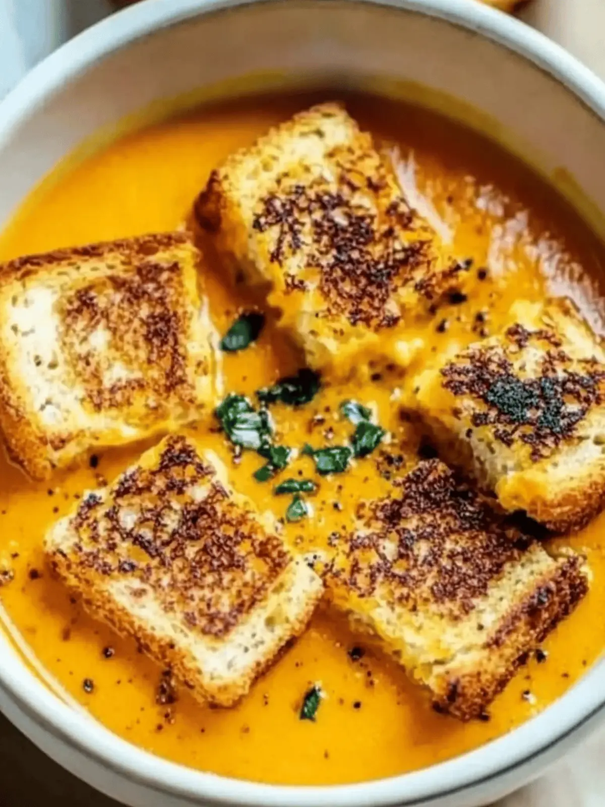 Delicious Spicy Pumpkin Soup with Grilled Cheese Croutons 4 Spicy Pumpkin Soup with Grilled Cheese Croutons