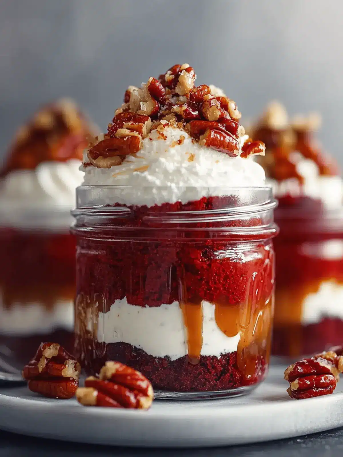 Red Velvet Caramel Pecan Cake Jars Dessert to Impress! 2 Red Velvet Caramel Pecan Cake Jars