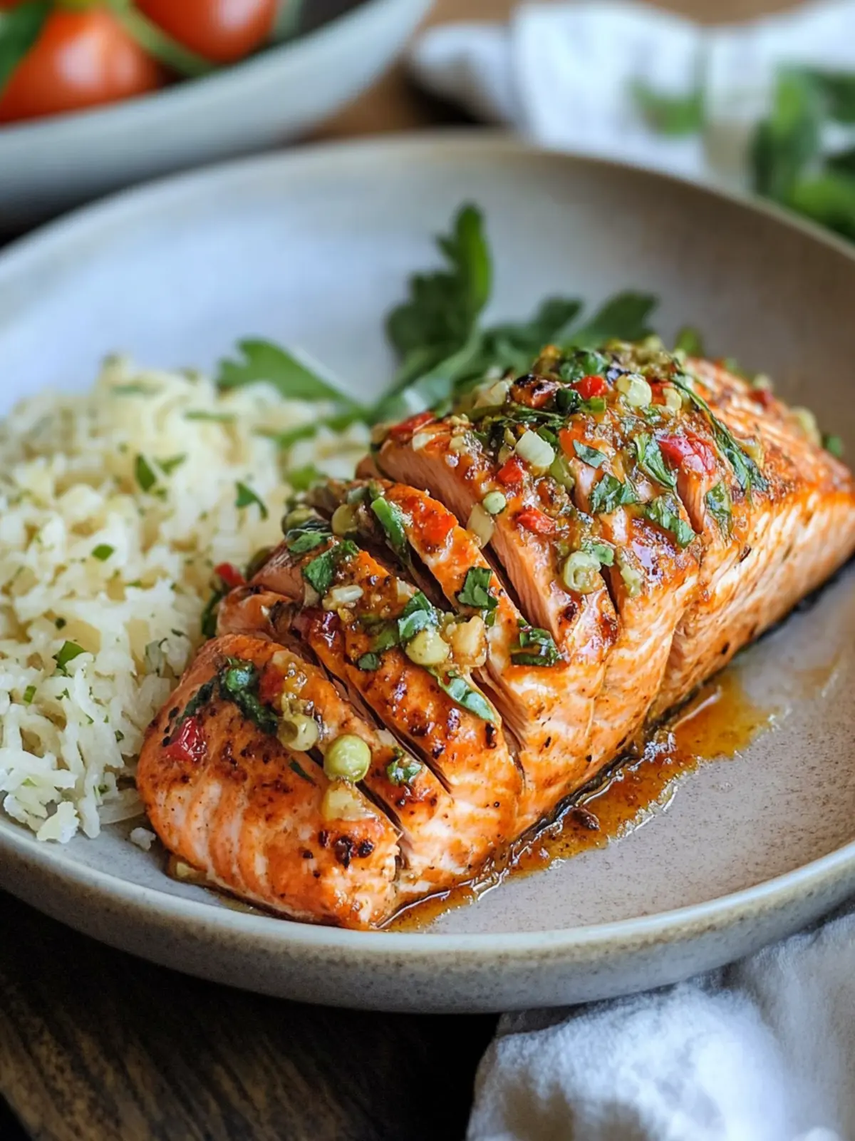 Air Fryer Spicy Hasselback Salmon with Creamy Avocado Salsa 2 Air Fryer Spicy Hasselback Salmon