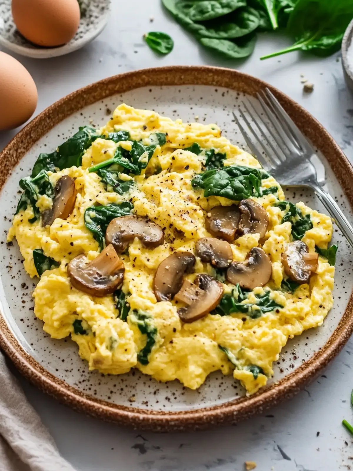 Mushroom Spinach Scrambled Eggs: A Wholesome Breakfast Delight 2 Mushroom Spinach Scrambled Eggs