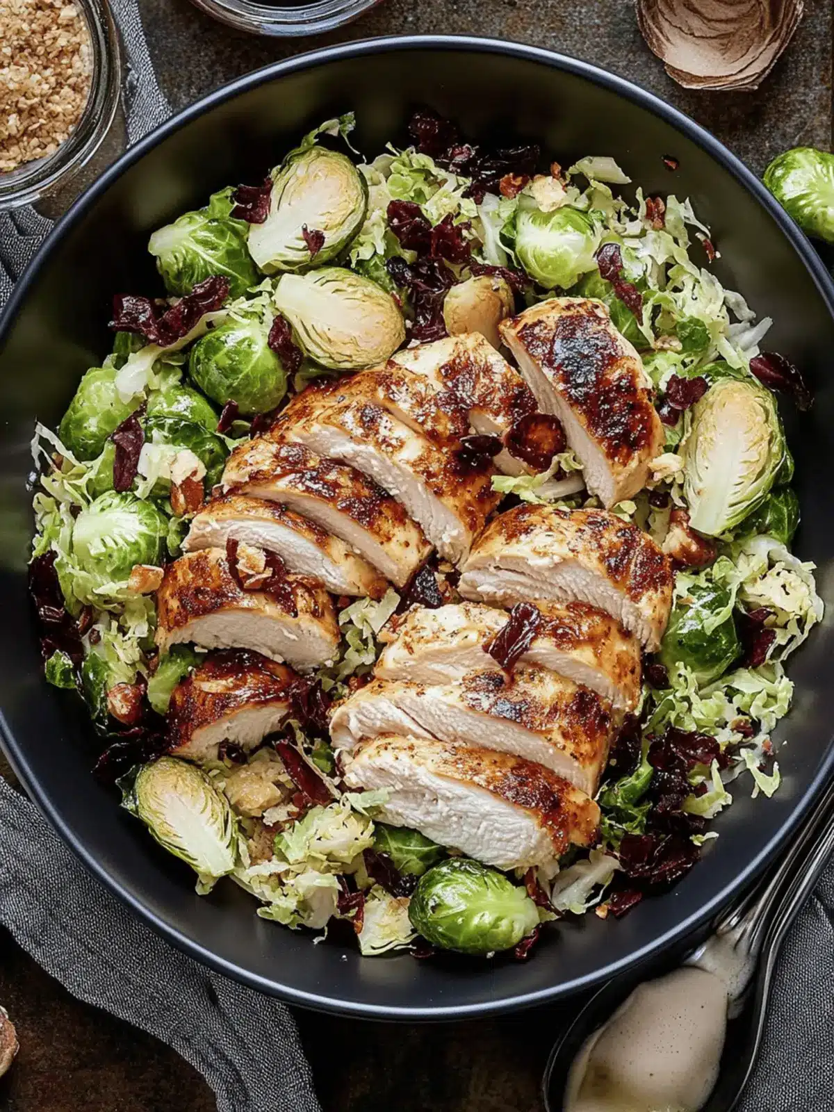 Savor the Crunch: Chicken Brussels Sprout Salad Delight 3 Chicken Brussels Sprout Salad