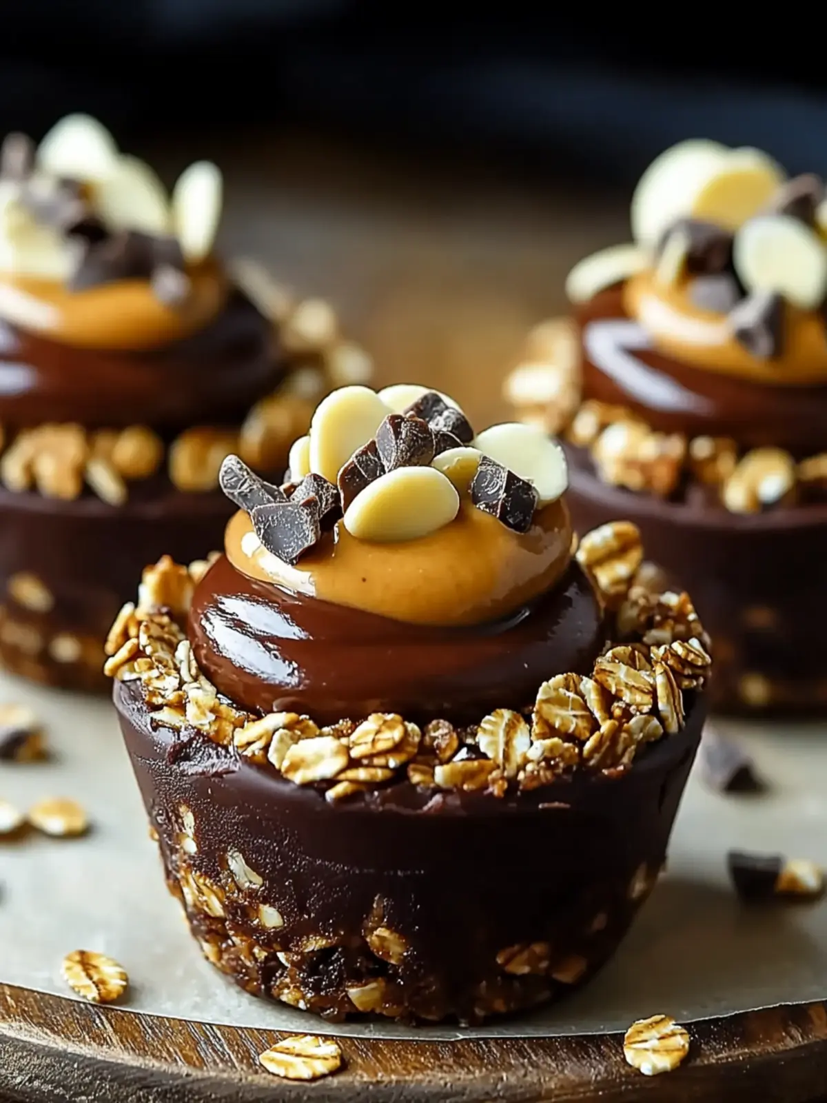 Decadent Chocolate Granola Cups with Creamy Peanut Butter Bliss 2 Chocolate Granola Cups with Creamy Peanut Butter
