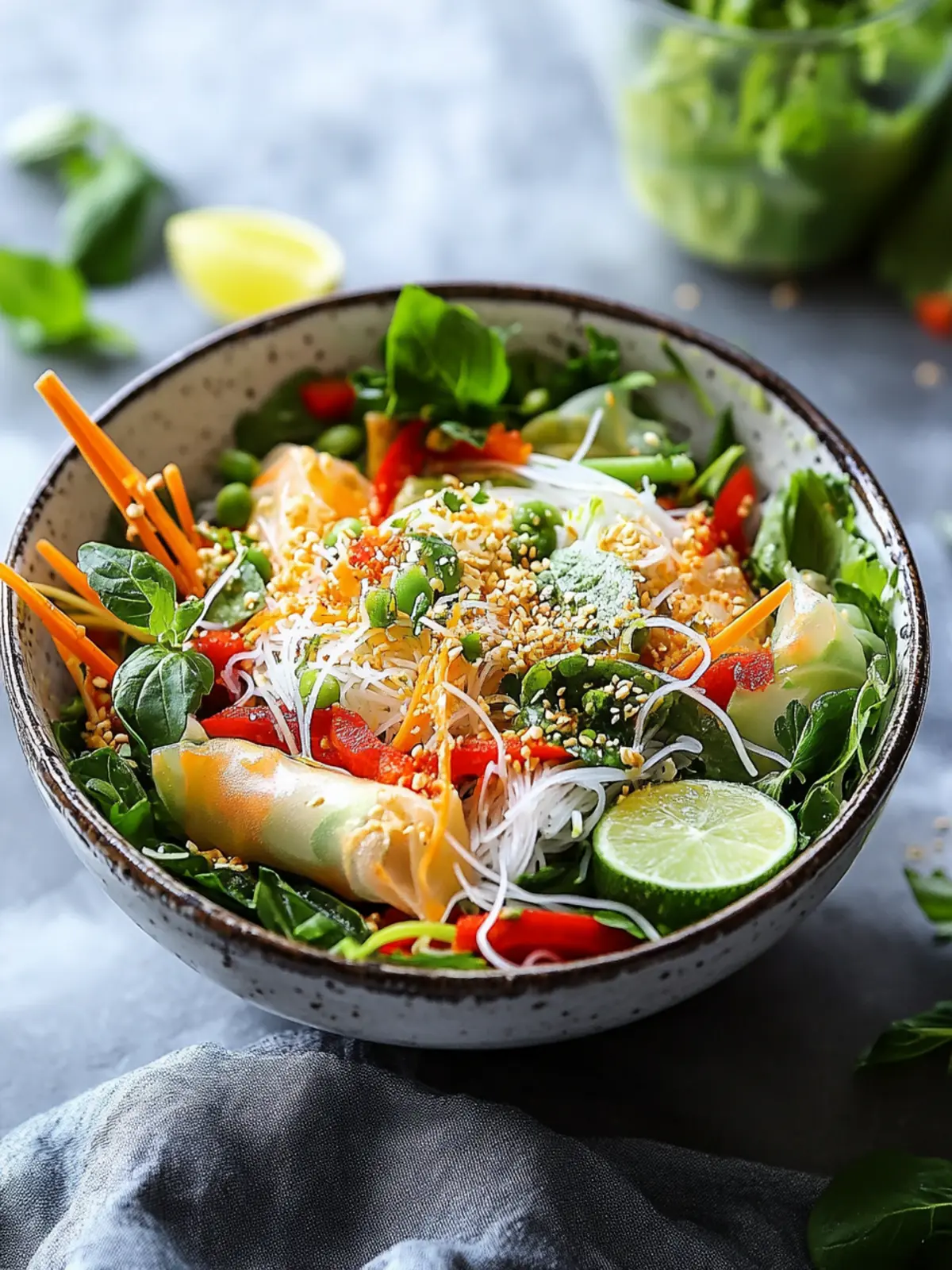 Spring Roll Salad with Spicy Ginger Dressing: Fresh & Flavorful 3 Spring Roll Salad with Spicy Ginger Dressing