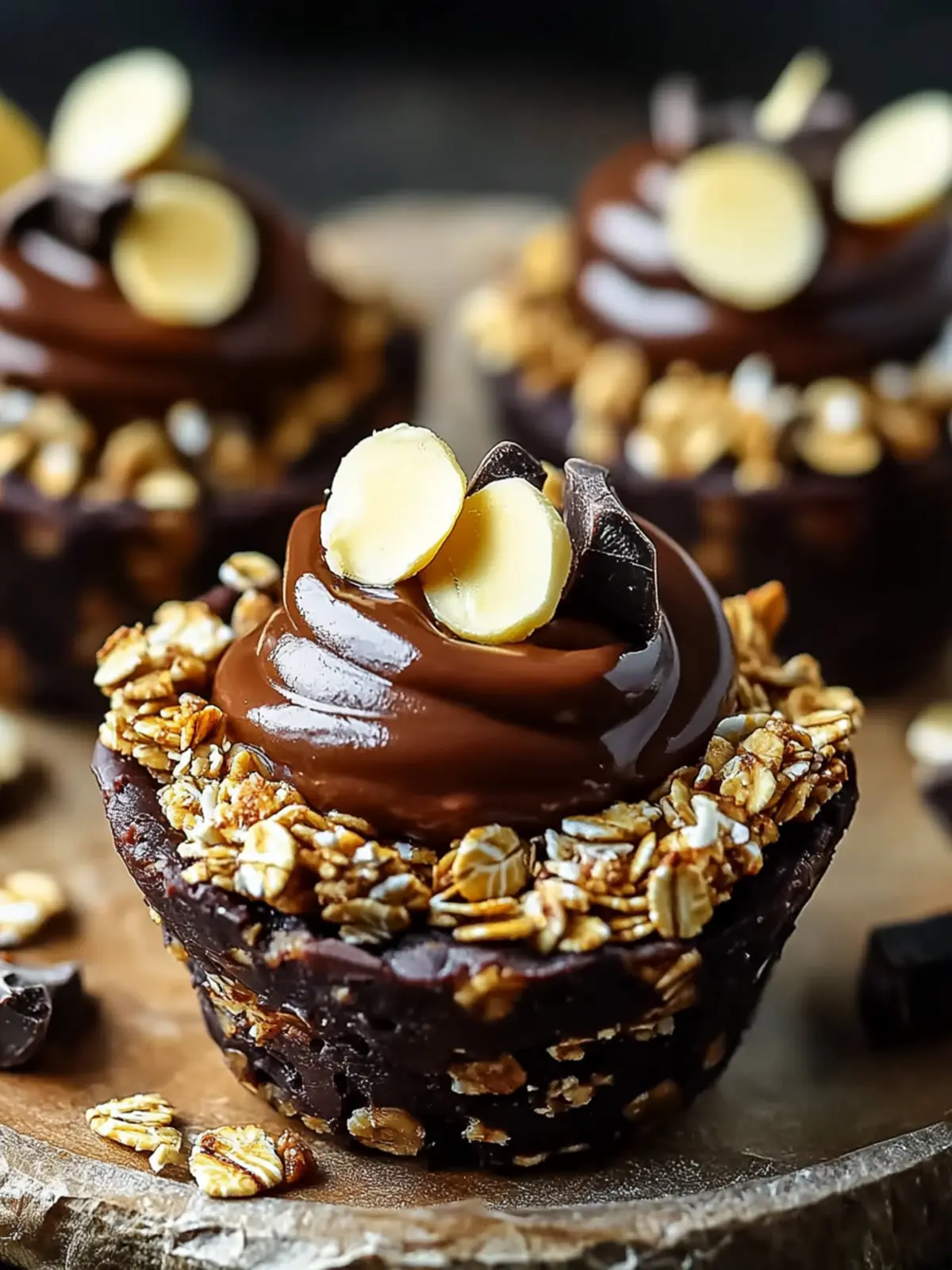 Decadent Chocolate Granola Cups with Creamy Peanut Butter Bliss 3 Chocolate Granola Cups with Creamy Peanut Butter