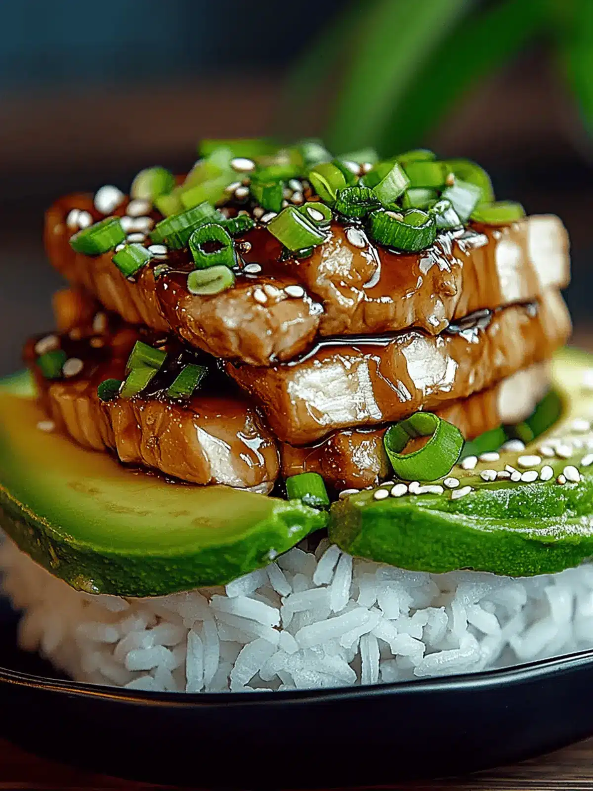 Teriyaki Chicken Avocado Rice Stack - A Colorful Flavor Explosion 3 Teriyaki Chicken Avocado Rice