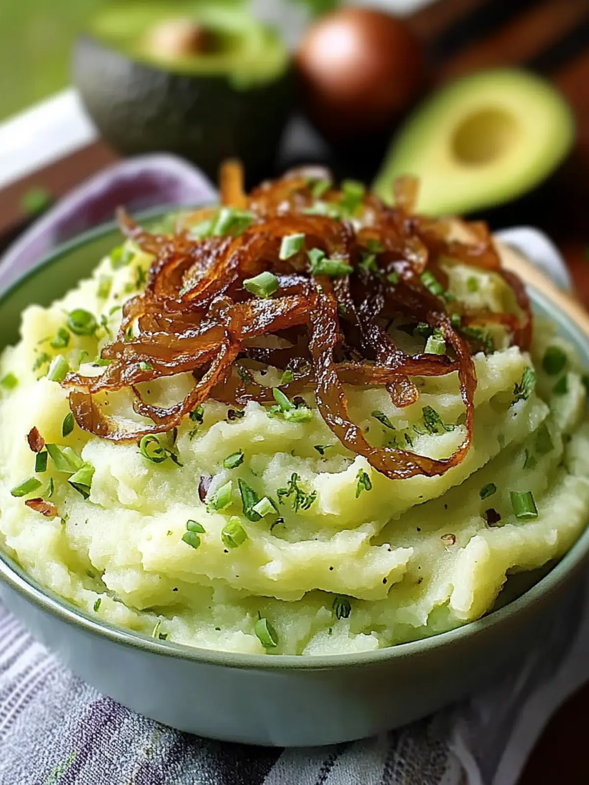 Creamy Avocado Mashed Potatoes with Sweet Caramelized Shallots 4 Creamy Avocado Mashed Potatoes with Caramelized Shallots