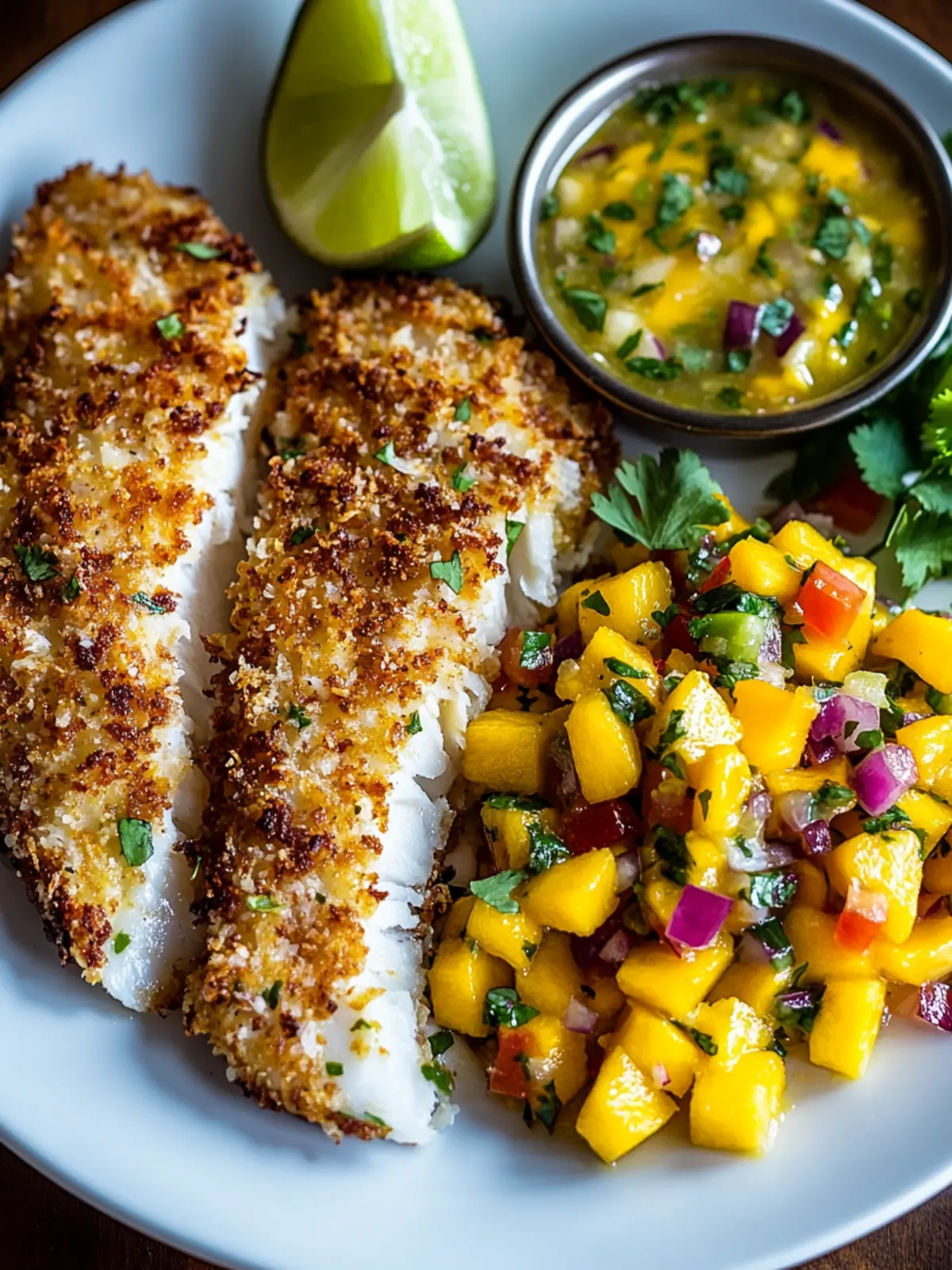 Coconut Crusted Fish with Mango Salsa for a Tropical Escape 3 Coconut Crusted Fish with Mango Salsa