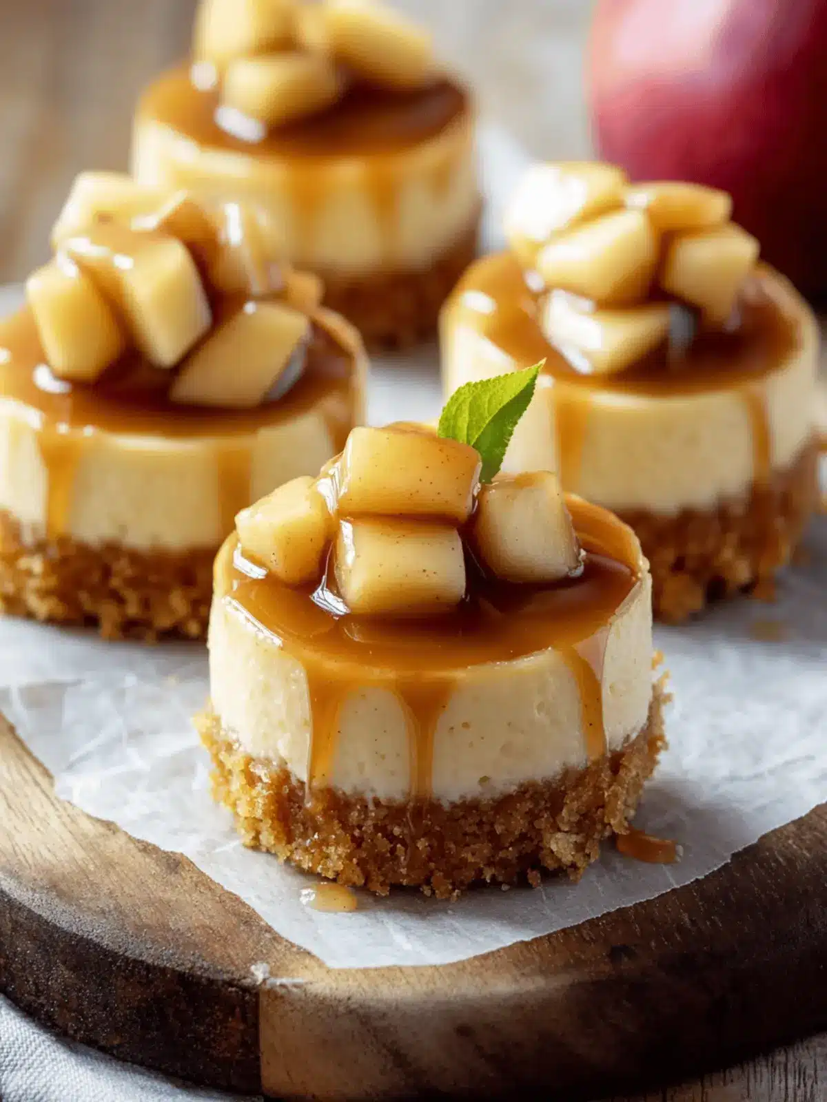 Delicious Mini Caramel Apple Cheesecakes for Fall Gatherings 3 Mini Caramel Apple Cheesecakes