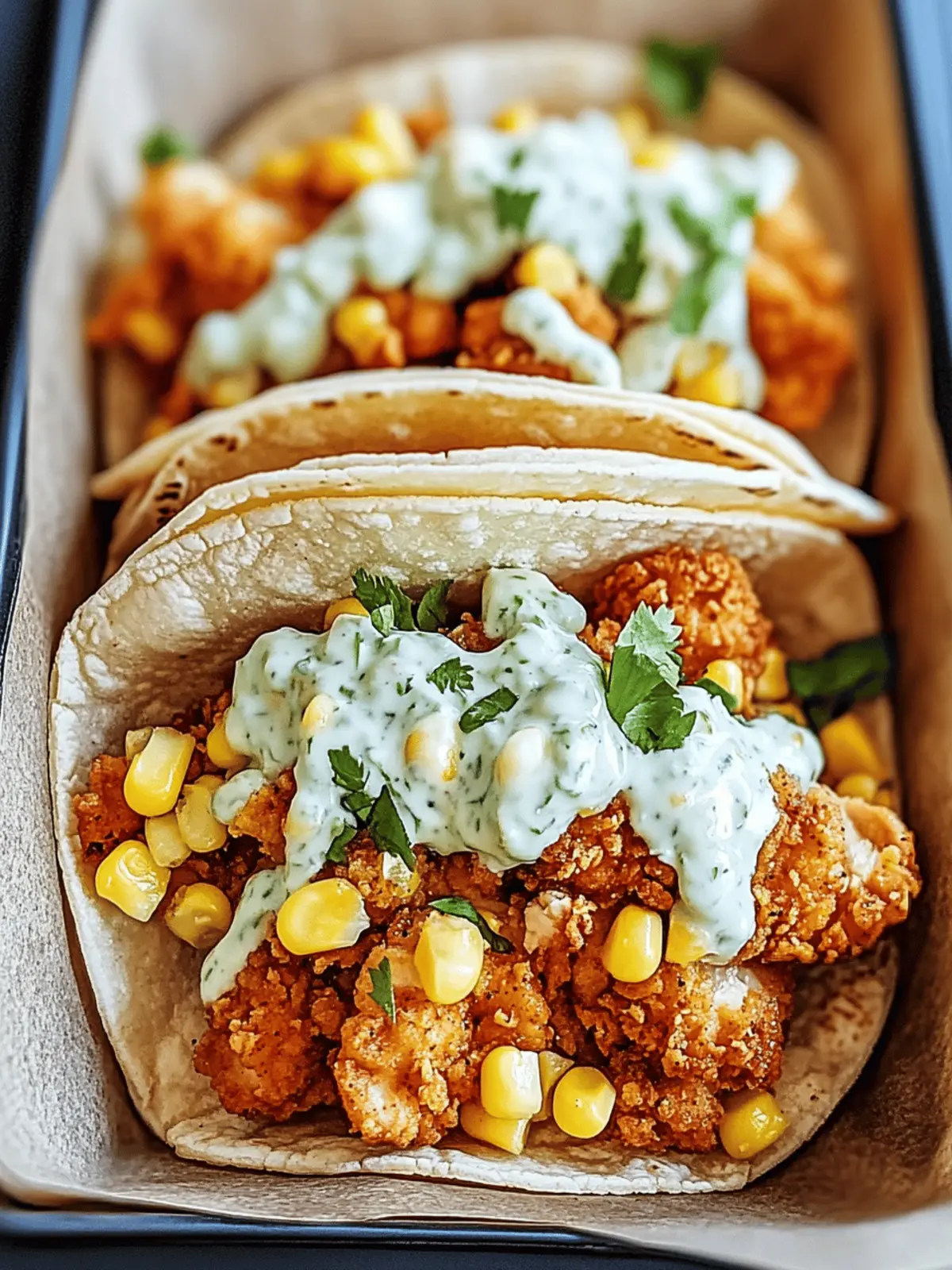 Satisfy Your Cravings: Fried Chicken Street Corn Tacos with Zesty Ranch 3 Fried Chicken Street Corn Tacos with Zesty Ranch