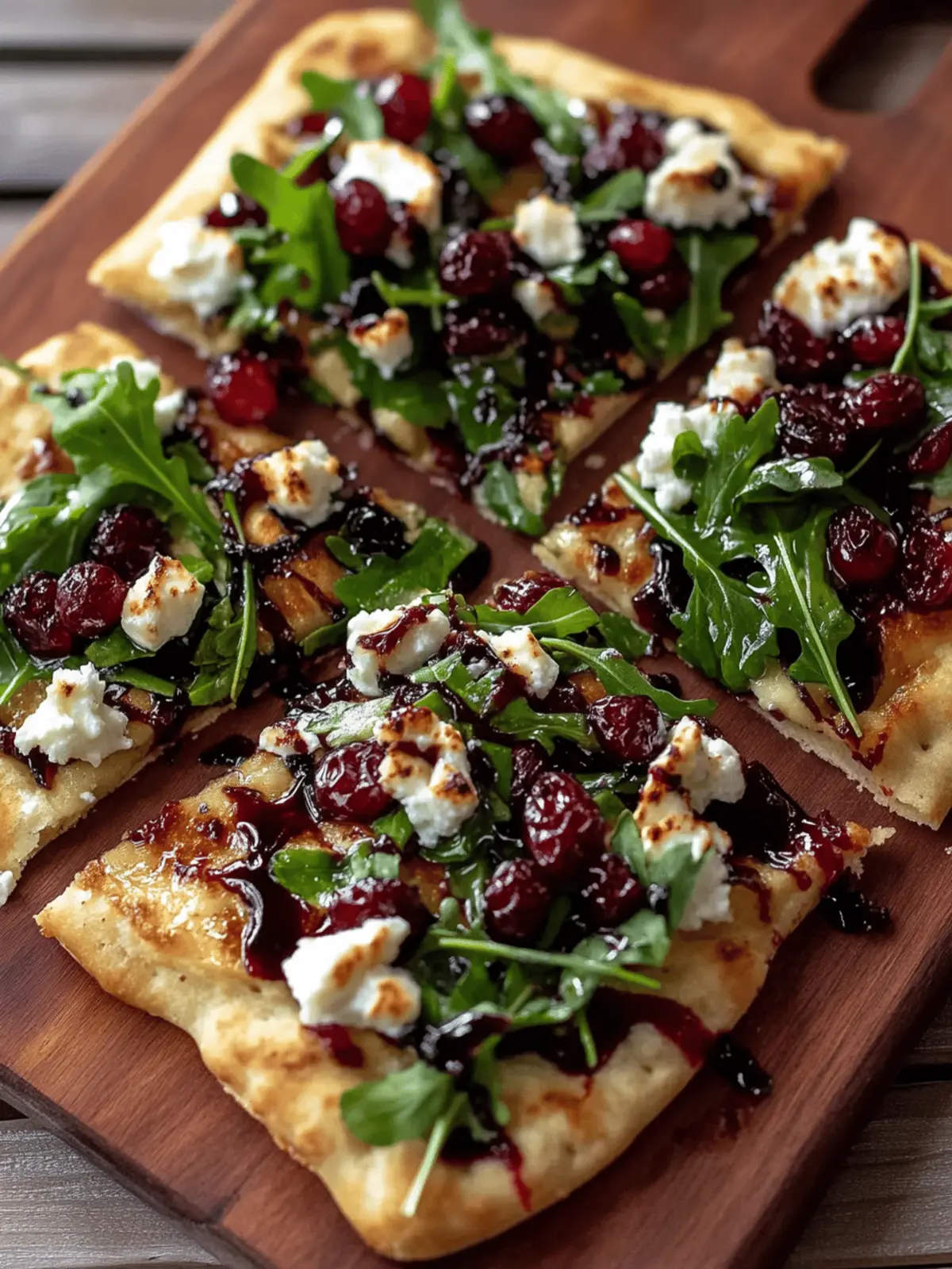 Easy Cranberry Balsamic Flatbread with Goat Cheese & Arugula Magic 3 Easy Cranberry Balsamic Flatbread with Goat Cheese & Arugula