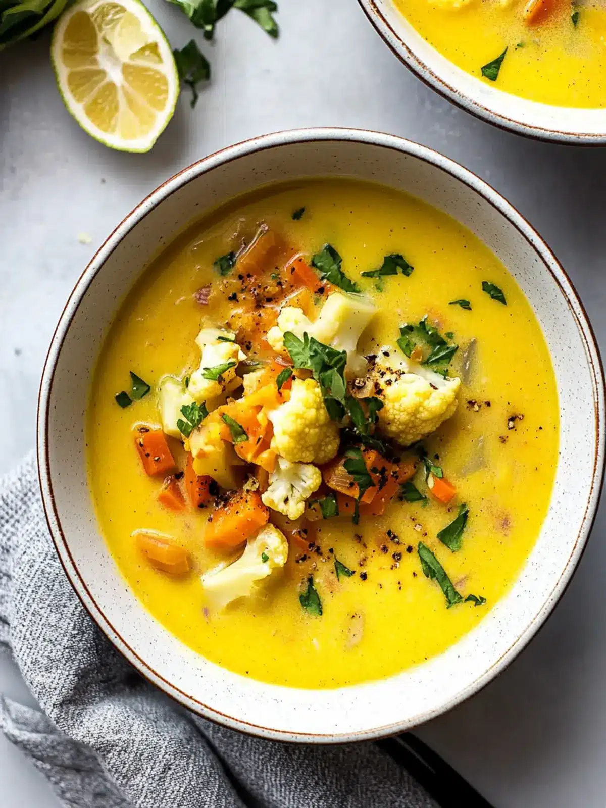 Cozy Up with Vegan Cauliflower Soup with Ginger and Turmeric 4 Vegan Cauliflower Soup with Ginger and Turmeric