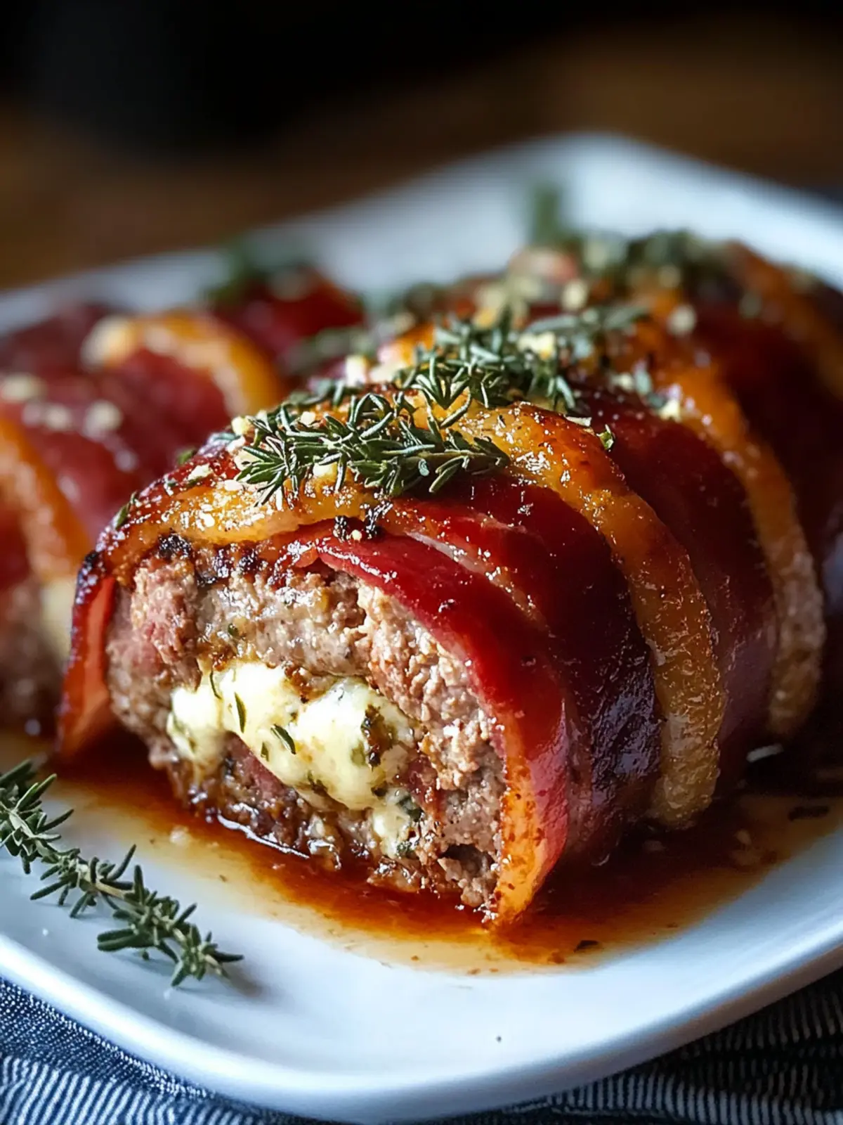 Savory Mozzarella Stuffed Bacon Wrapped Meatloaf Delight 3 Mozzarella stuffed bacon wrapped meatloaf