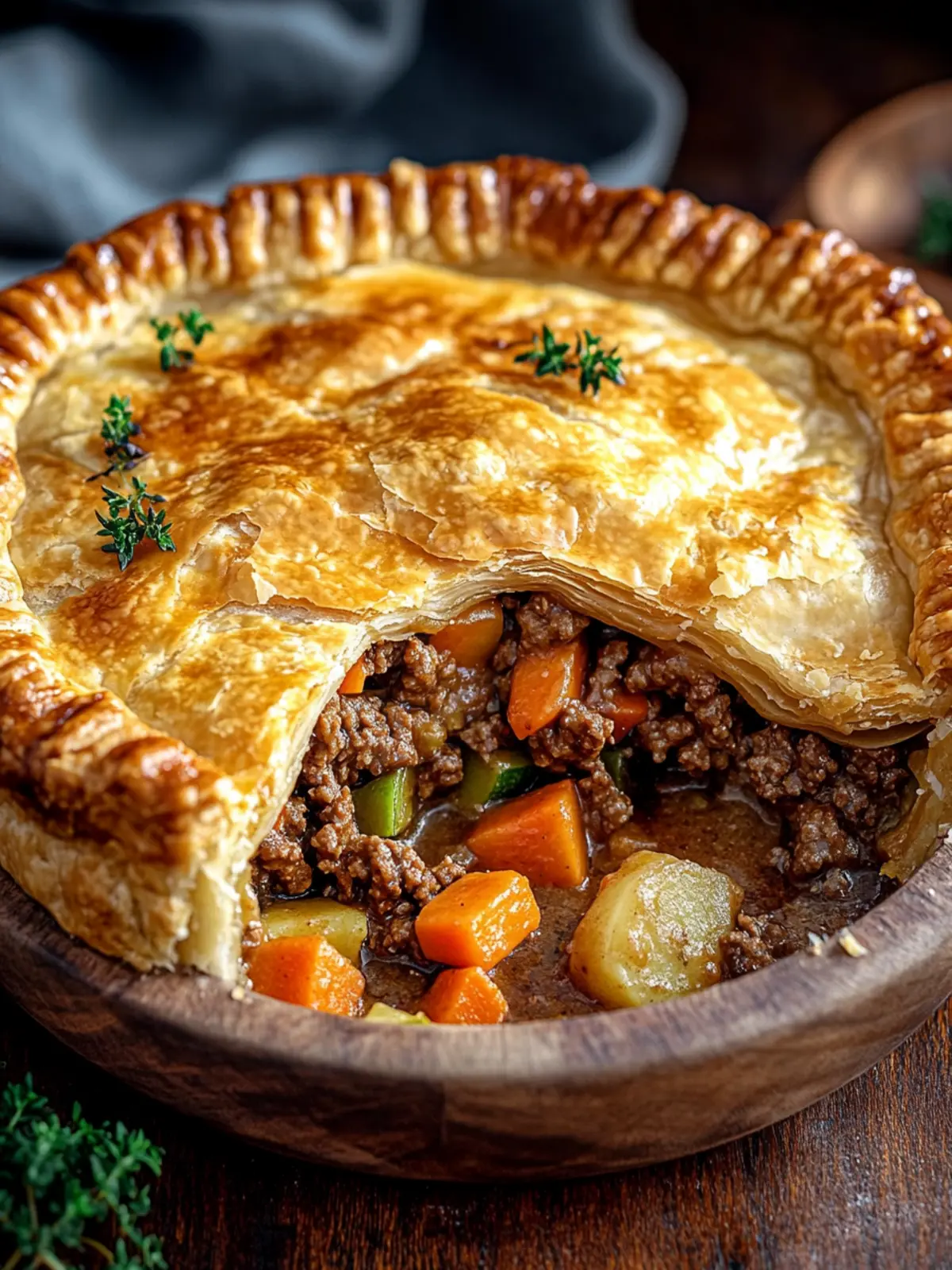 Hearty Meat Pie with Beef, Veggies & Flaky Crust Delight 4 Meat Pie with Beef, Veggies & Flaky Crust