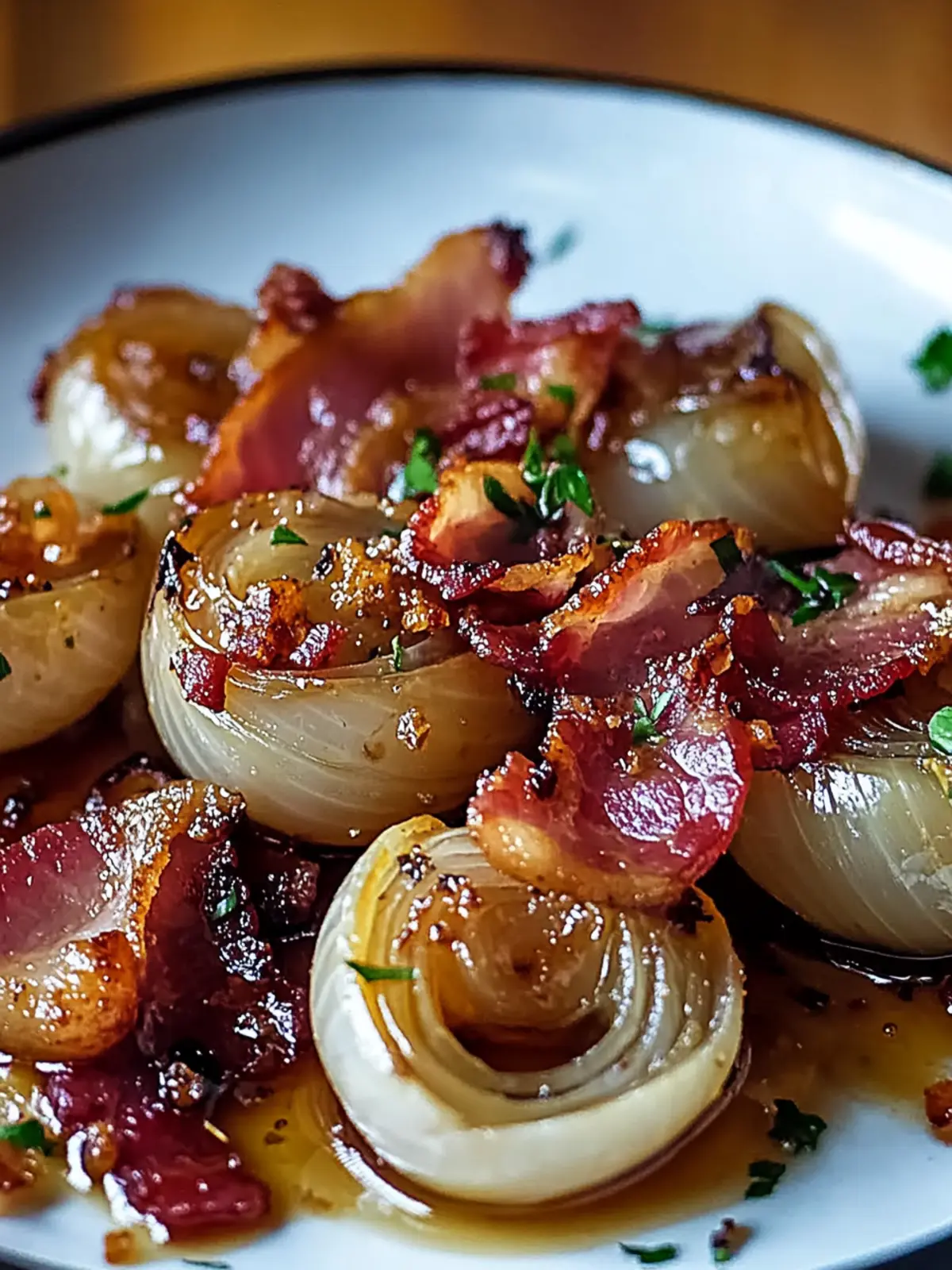 Sweet Honey-Glazed Shallots with Crispy Bacon Bliss 3 Honey-Glazed Shallots with Crispy Bacon