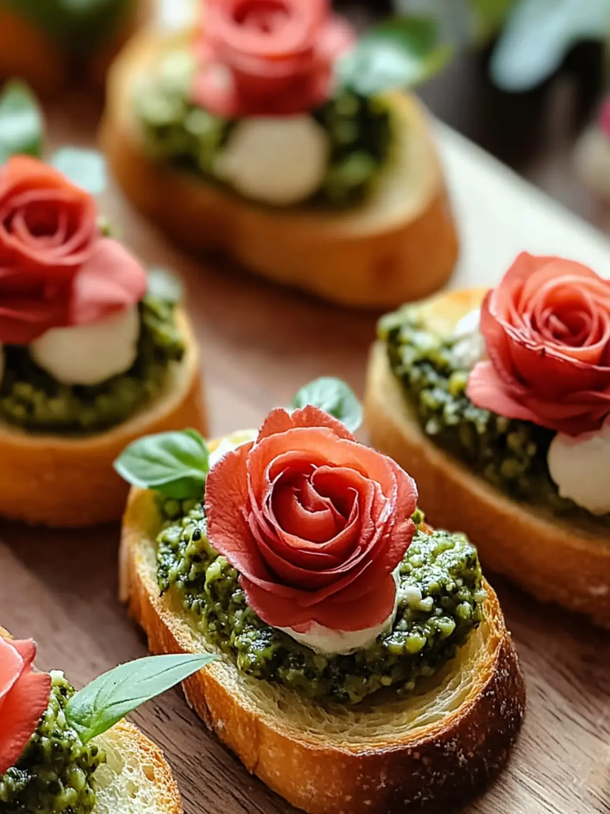 Sweetheart Crostini Pesto & Ricotta Roses for Romantic Nights 4 Sweetheart Crostini Pesto & Ricotta Roses