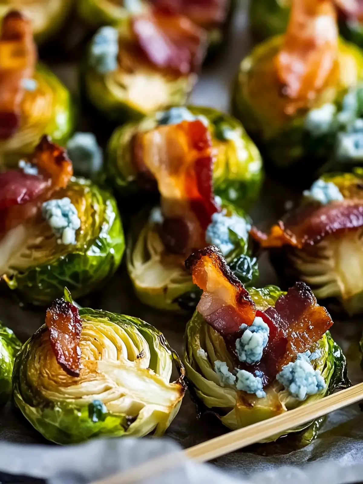 Crispy Roasted Brussels Sprouts with Blue Cheese and Bacon Joy 3 Roasted Brussels Sprouts With Blue Cheese And Bacon