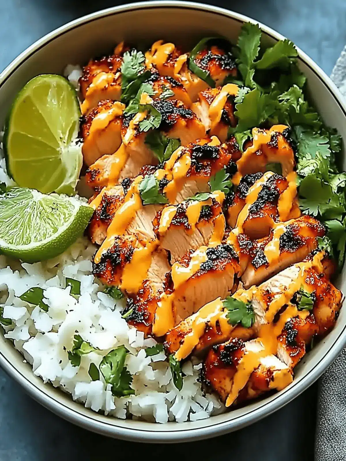 Savor the Sweet Chili Chicken Bowl with Coconut Lime Drizzle 4 Sweet Chili Chicken Bowl with Coconut Lime Drizzle