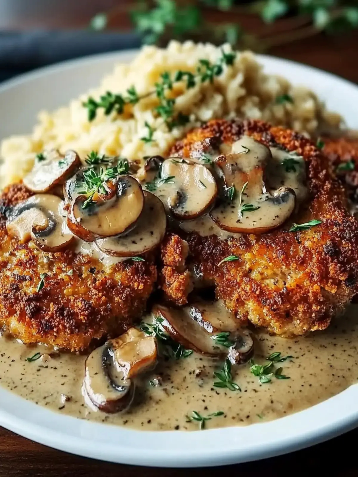 Heavenly Breaded Pork Chops in Creamy Mushroom Sauce 4 Breaded Pork Chops in Creamy Mushroom Sauce