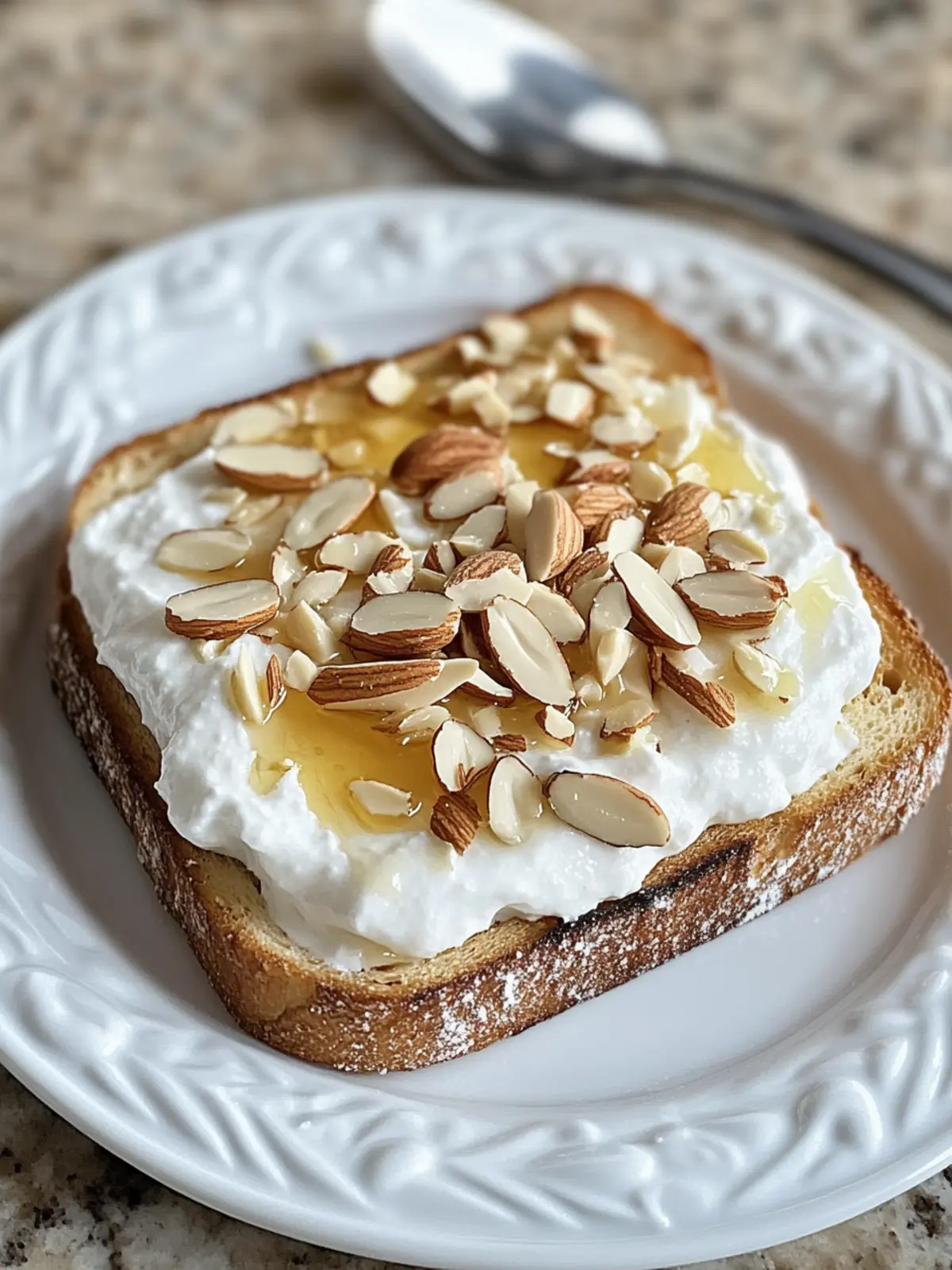 Yogurt Toast with Almonds and Honey: A Sweet Breakfast Delight 4 yogurt toast with Almonds and Honey