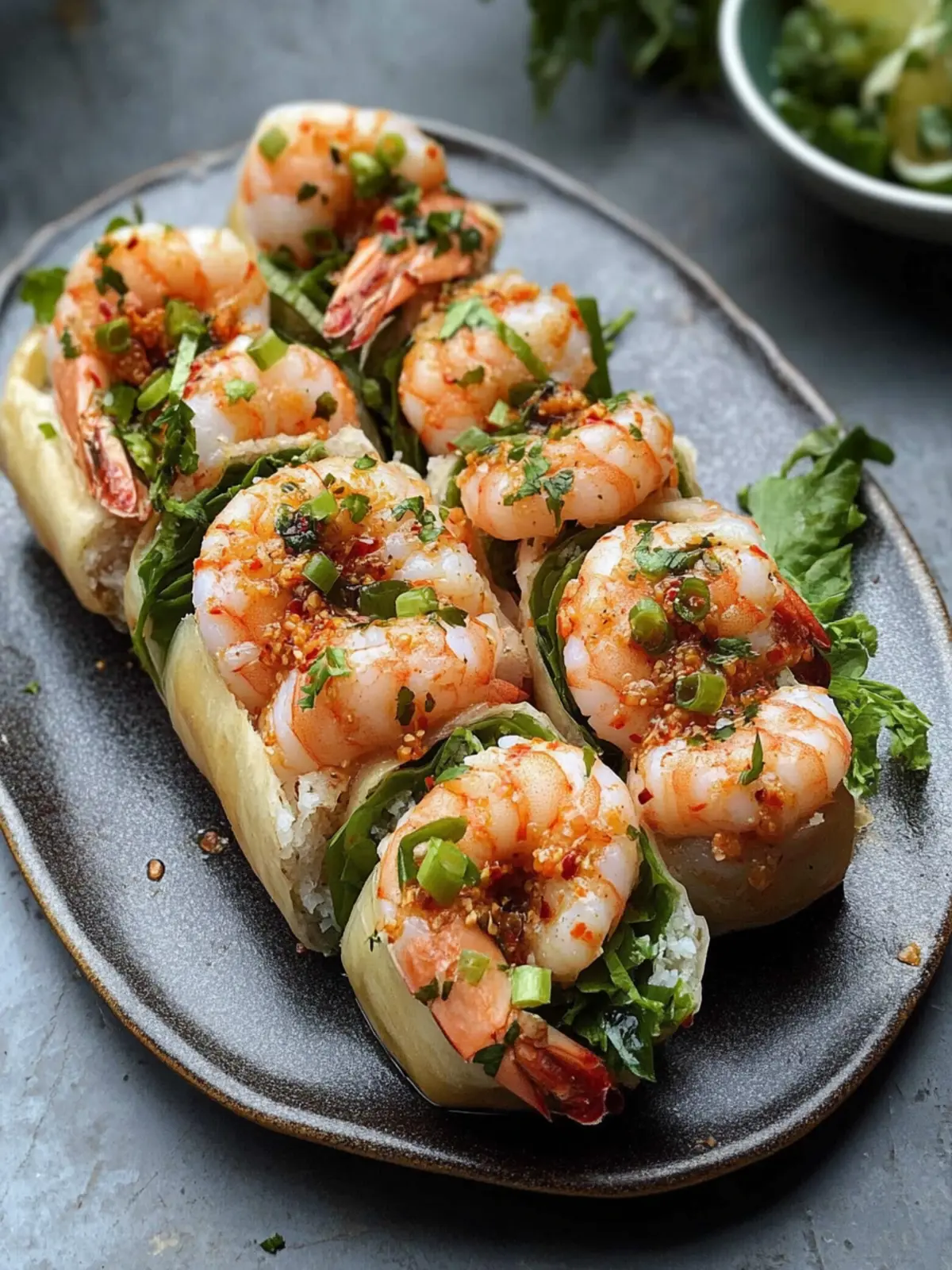 Savor Spicy Prawn Rolls with Zesty Homemade Sauce 2 Spicy Prawn Rolls