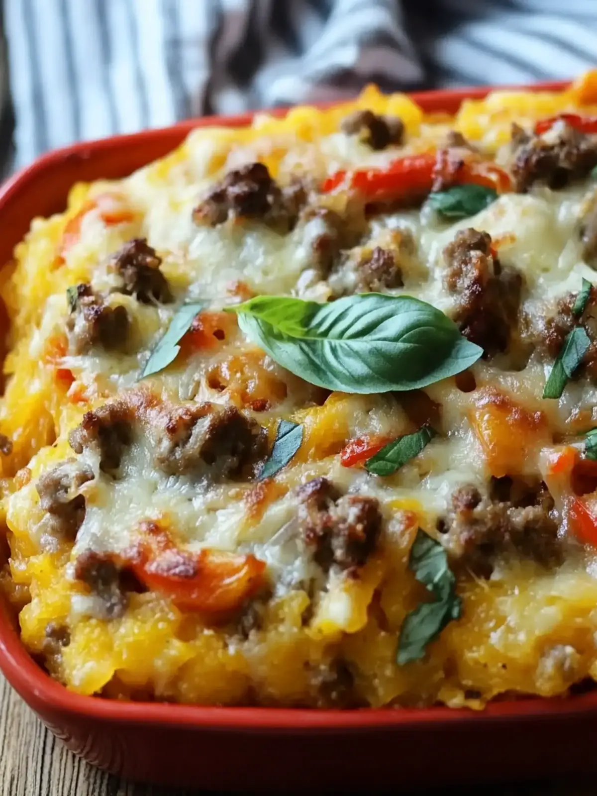 Sausage and Peppers Spaghetti Squash Casserole Made Guilt-Free 2 Sausage and Peppers Spaghetti Squash Casserole