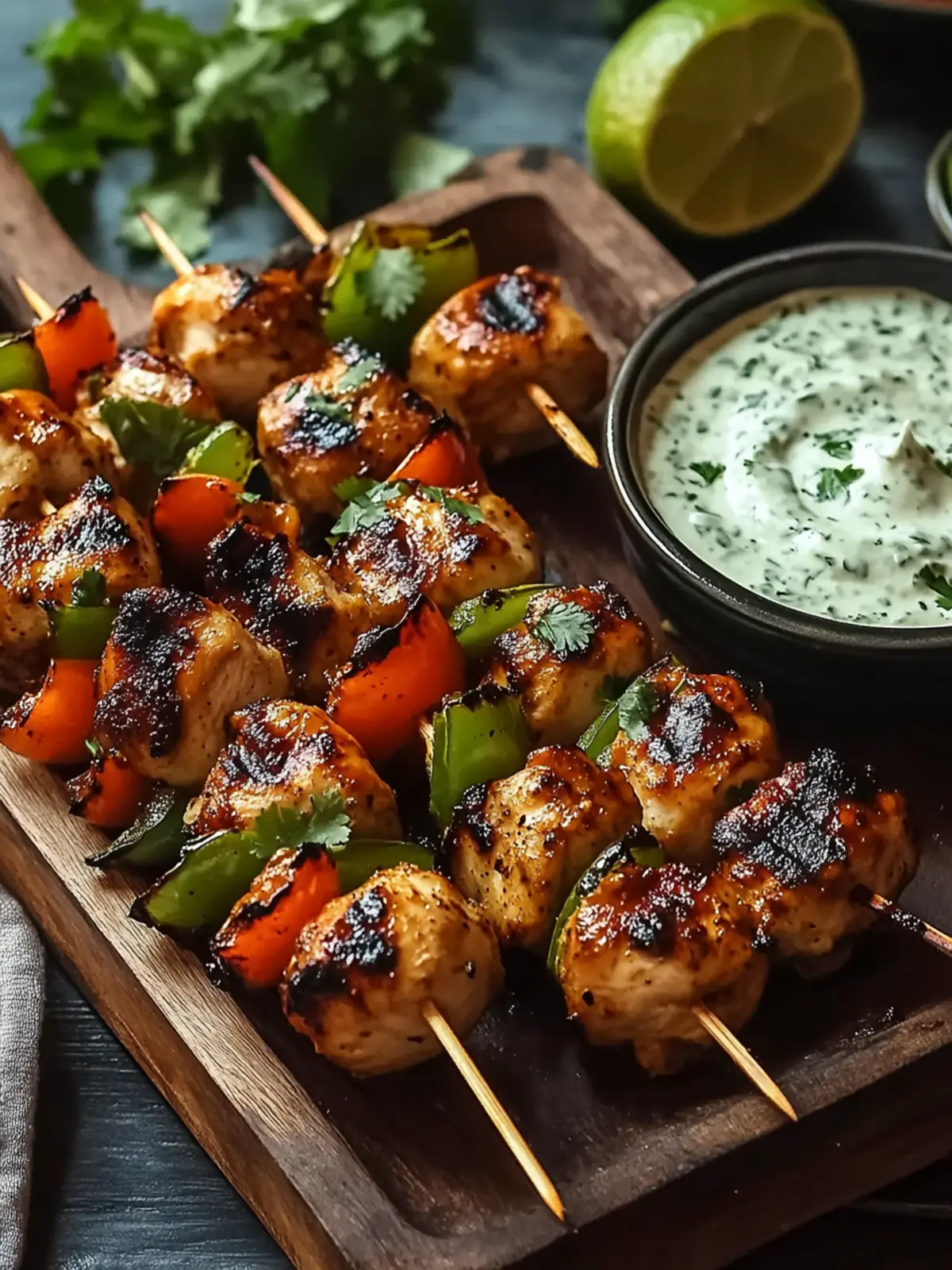 Spicy Honey Jalape o Chicken Skewers with Zesty Cilantro Dip 2 Spicy Honey Jalape o Chicken Skewers with Cilantro Lime Dip