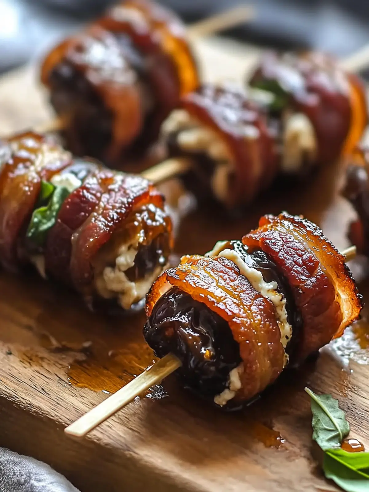 Bacon Wrapped Dates with Goat Cheese & Honey for Perfect Parties 3 Bacon Wrapped Dates with Goat Cheese & Honey