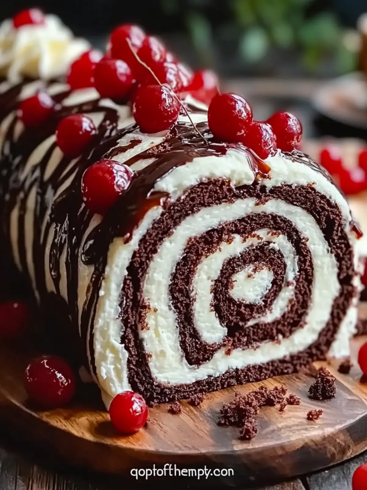 Elegant Black Forest Cake Roll: Indulge in Chocolate Bliss 2 Elegant Black Forest Cake Roll