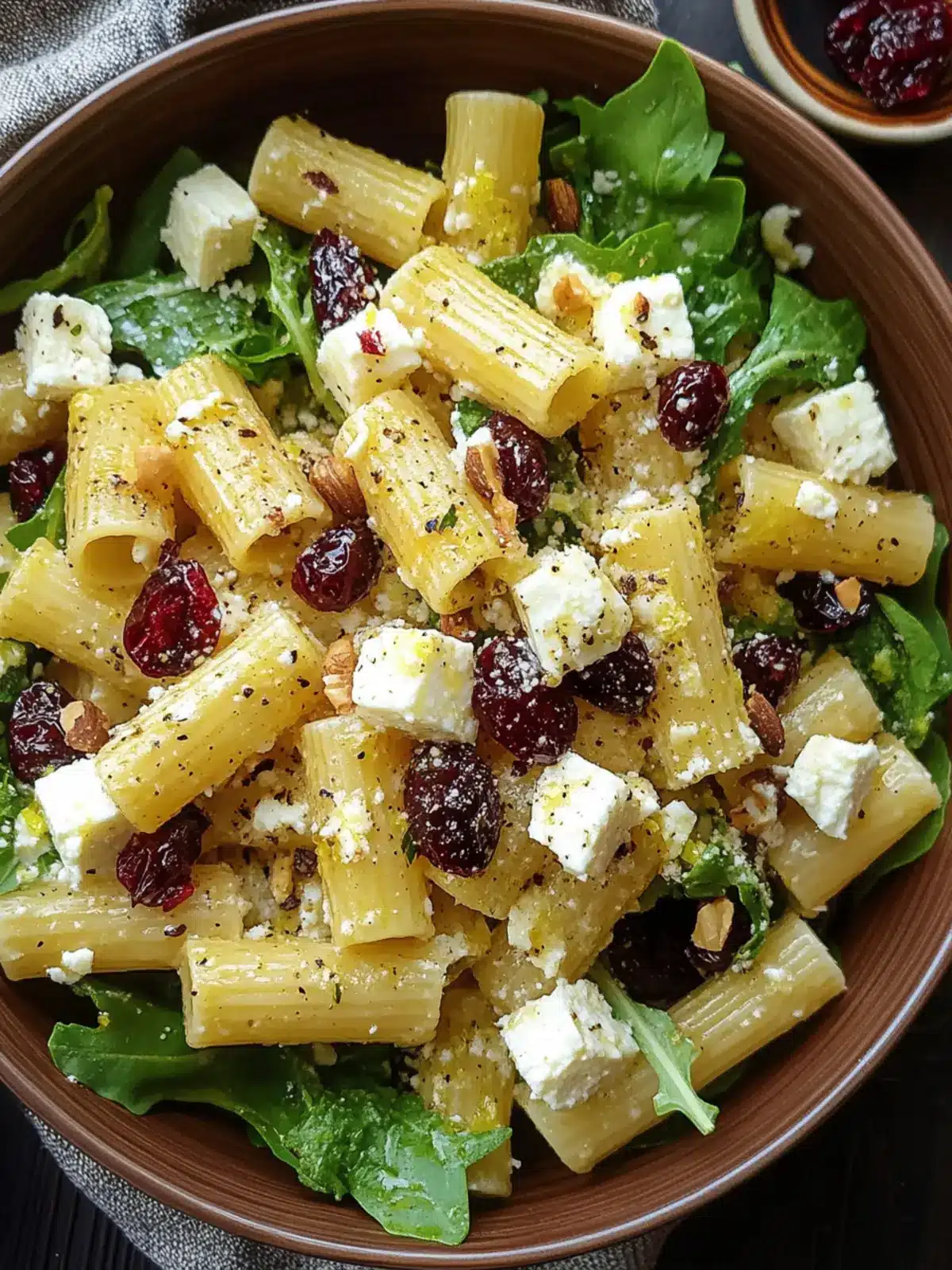 Feta & Cranberry Rigatoni Salad with Zesty Lemon Vinaigrette 3 Feta & Cranberry Rigatoni Salad with Lemon Vinaigrette