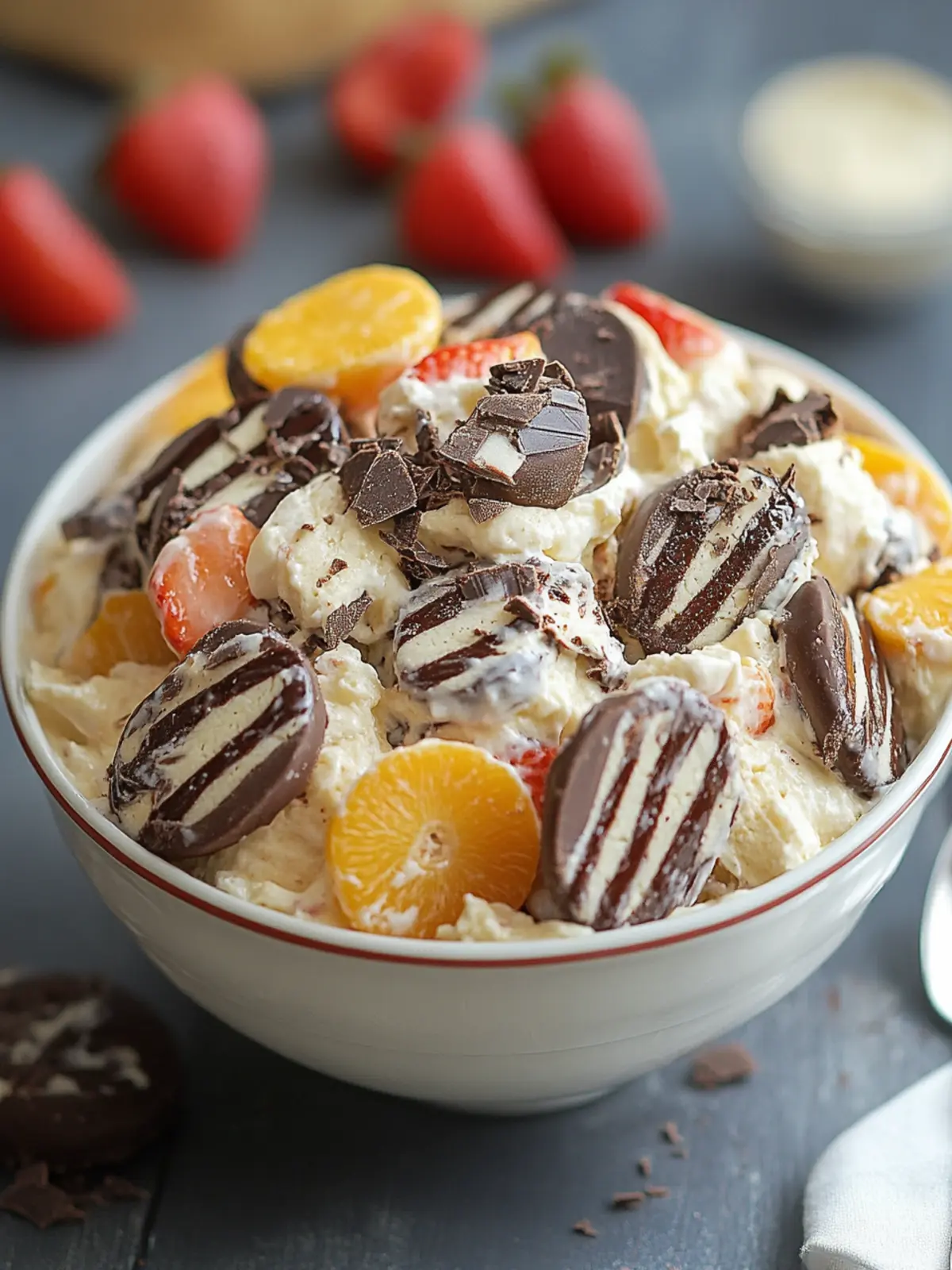 Cookie Salad with Fudge Stripe Cookies: No-Bake Delight! 4 Cookie Salad with Fudge Stripe Cookies