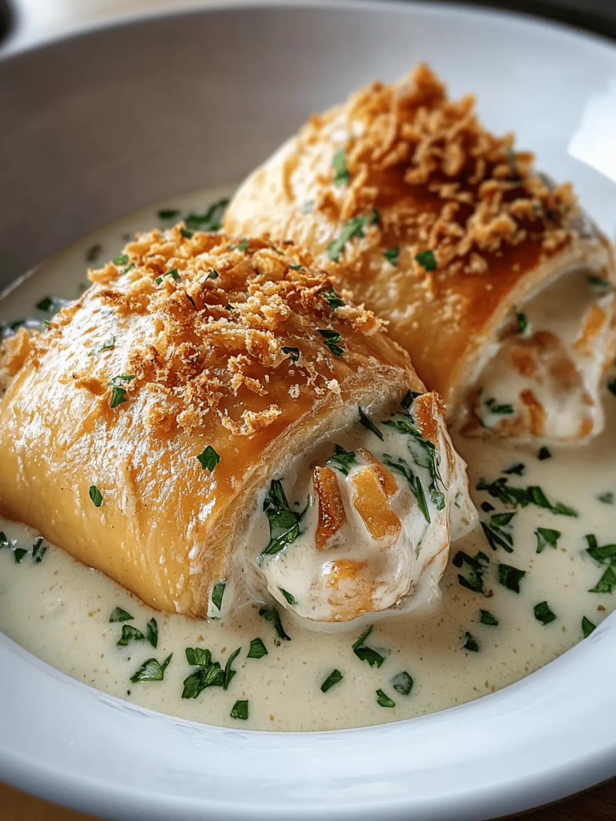 Melt-in-Your-Mouth Chicken Pillows with Creamy Parmesan Sauce 4 Chicken Pillows with Creamy Parmesan Sauce