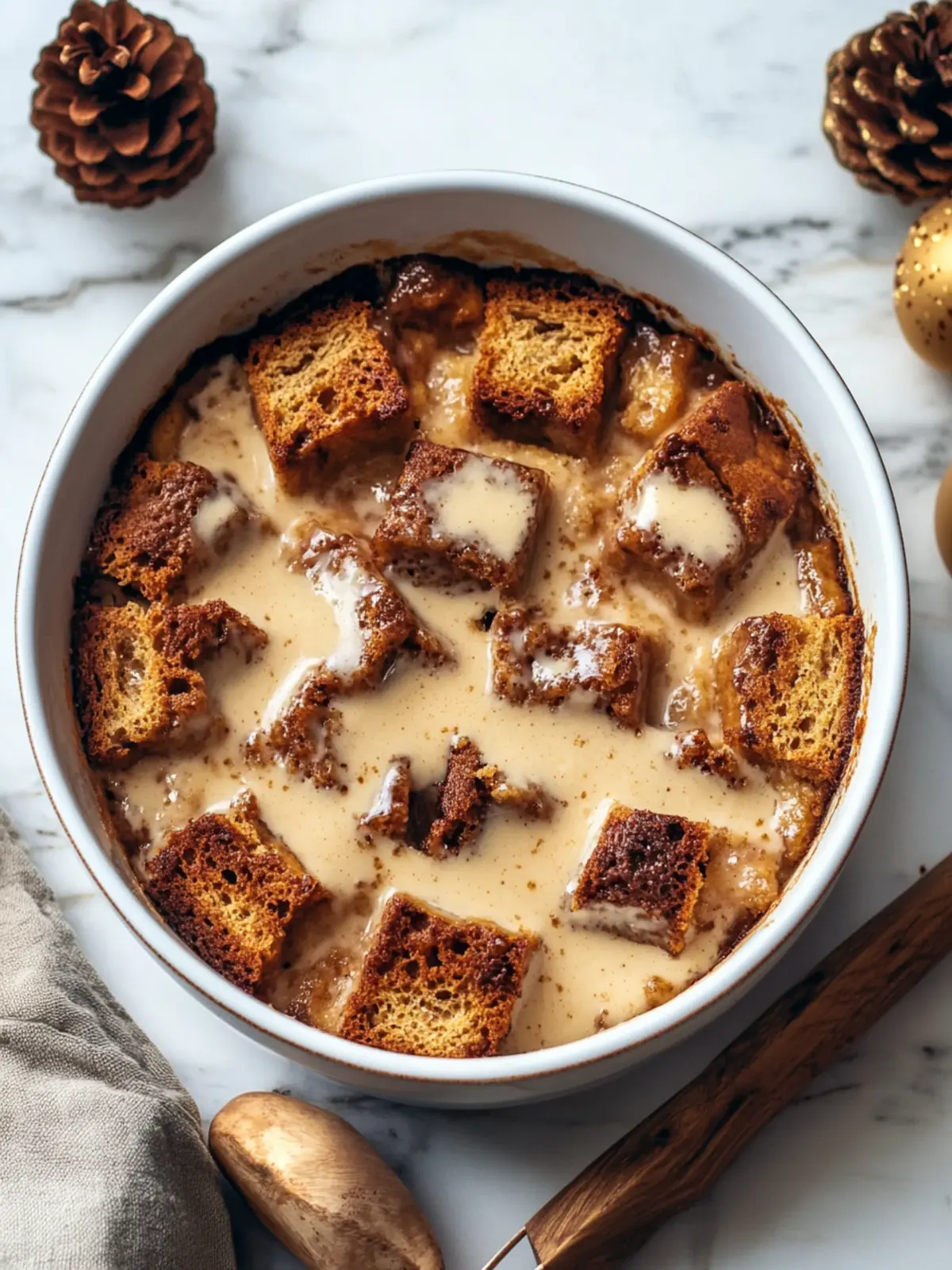 Gingerbread Bread Pudding with Eggnog Sauce: Holiday Bliss 4 Gingerbread Bread Pudding with Eggnog Sauce