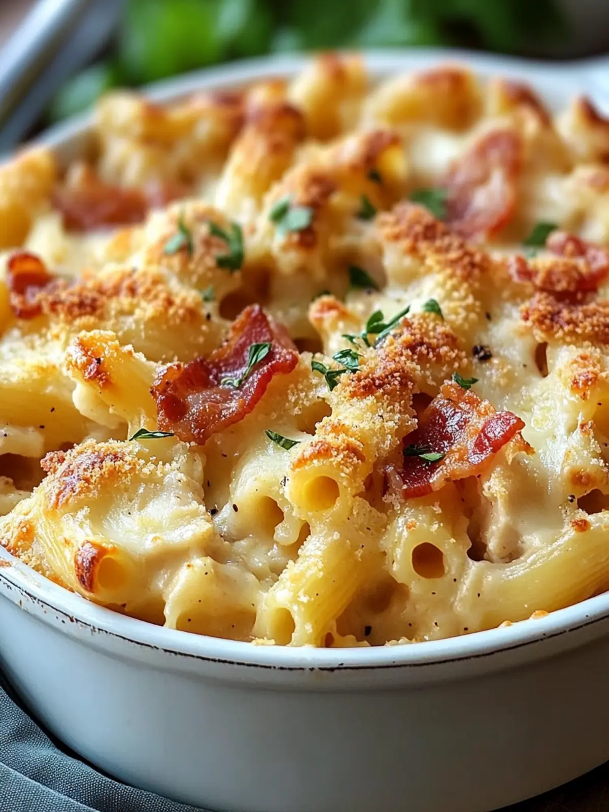 Mouthwatering Chicken Pasta Casserole Recipe with Turkey Bacon 2 Chicken Pasta Casserole Recipe with Turkey Bacon