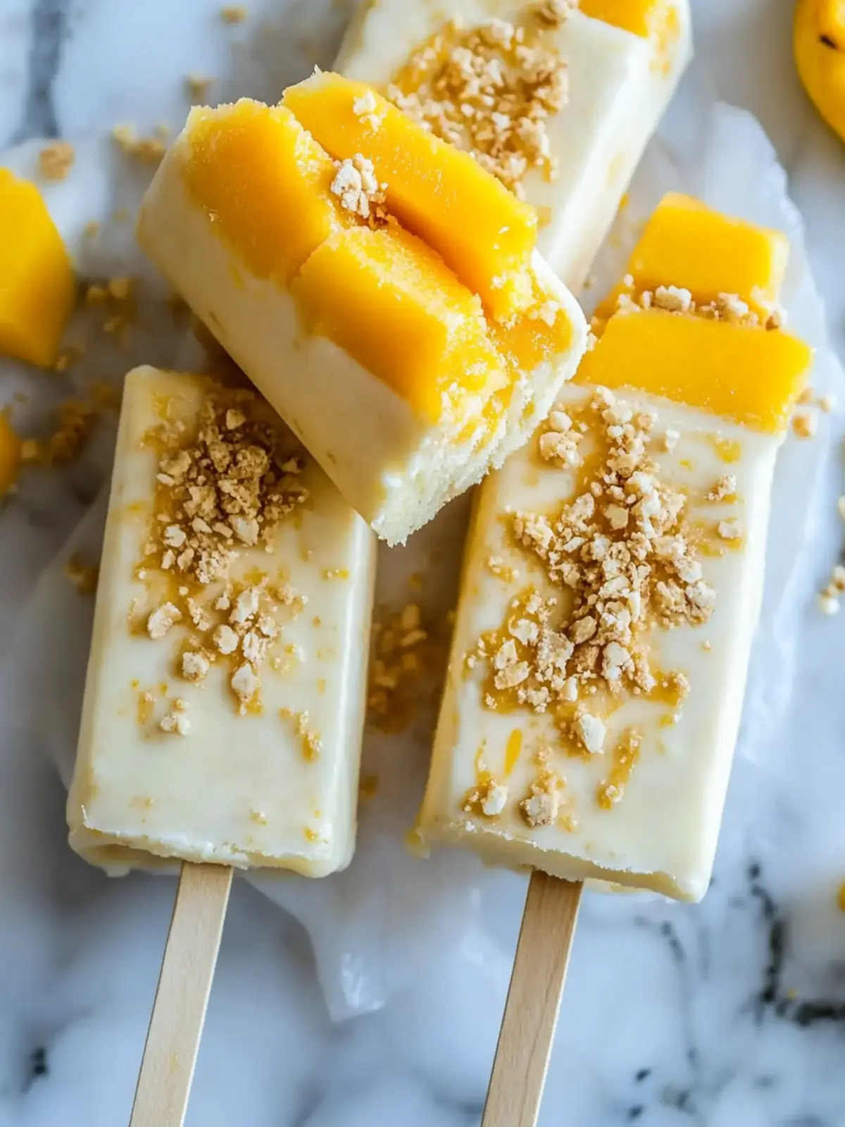 Cookie Coated Mango Lassi Frozen Yogurt Bars for Refreshing Bliss 2 Cookie Coated Mango Lassi Frozen Yogurt Bars