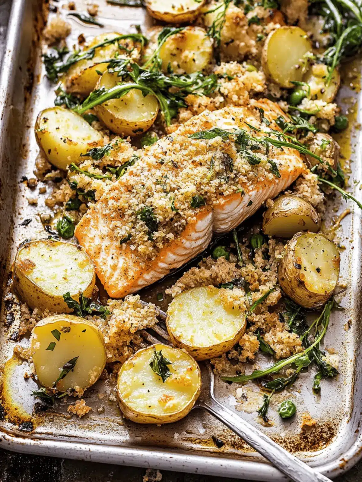 Crispy Sheet Pan Dijon Salmon and Panko Potatoes Delight 4 Sheet Pan Dijon Salmon and Panko Potatoes