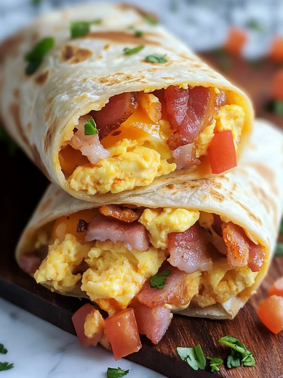 Savor Fluffy Bacon & Egg Breakfast Burritos in Just 25 Minutes 2 Fluffy Bacon & Egg Breakfast Burritos
