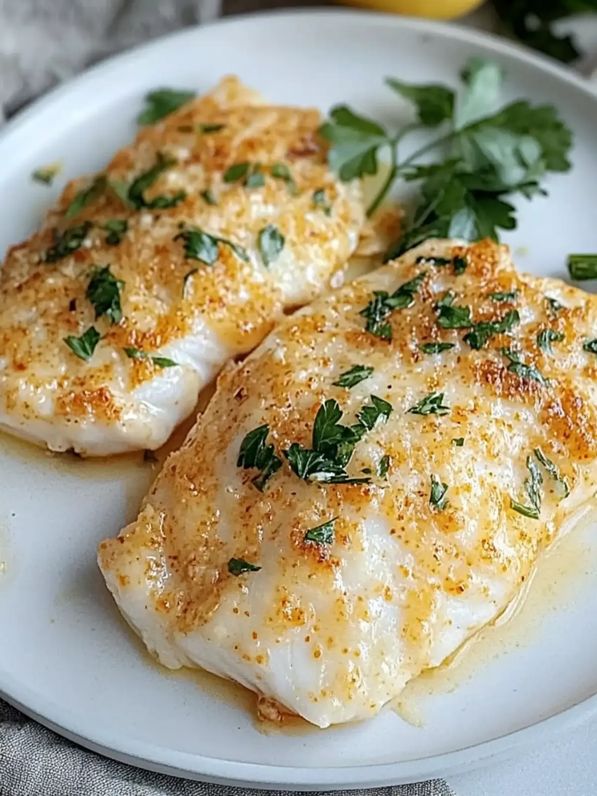 Zesty Lemon Parmesan Lingcod with Garlic Butter Bliss 2 Lemon Parmesan Lingcod with Garlic Butter