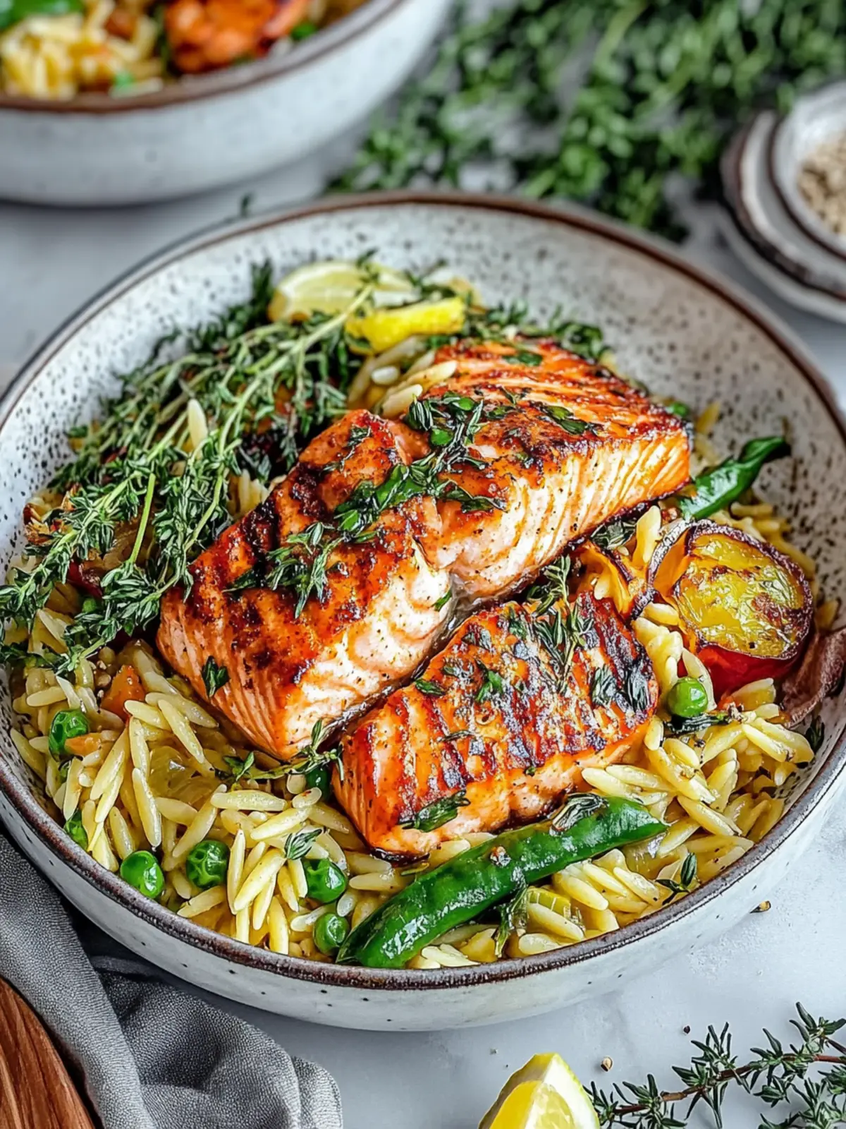 Harissa Salmon and Orzo with Tahini: A Flavorful Feast 2 Harissa Salmon and Orzo with Tahini