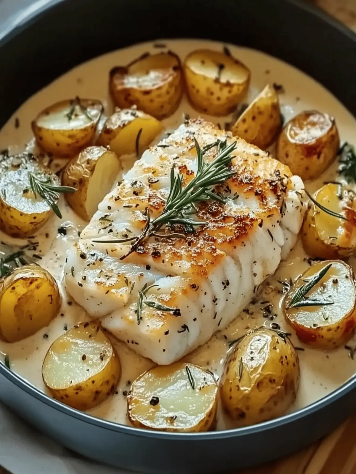 Savory Cod and Potatoes with Rosemary Cream Sauce Delight 4 Cod and Potatoes with Rosemary Cream Sauce