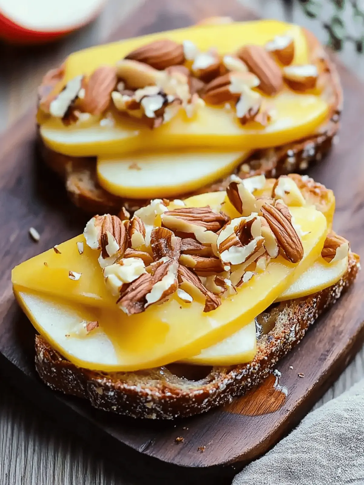 Sweet Meets Savory: Apple, Cheddar, and Walnut Toast Delight 2 Apple, Cheddar, and Walnut Toast