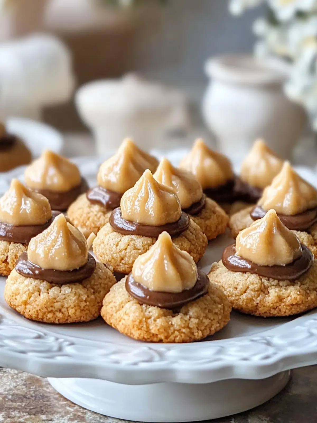 Soft Classic Peanut Butter Blossoms with Gooey Chocolate Kisses 2 Classic Peanut Butter Blossoms