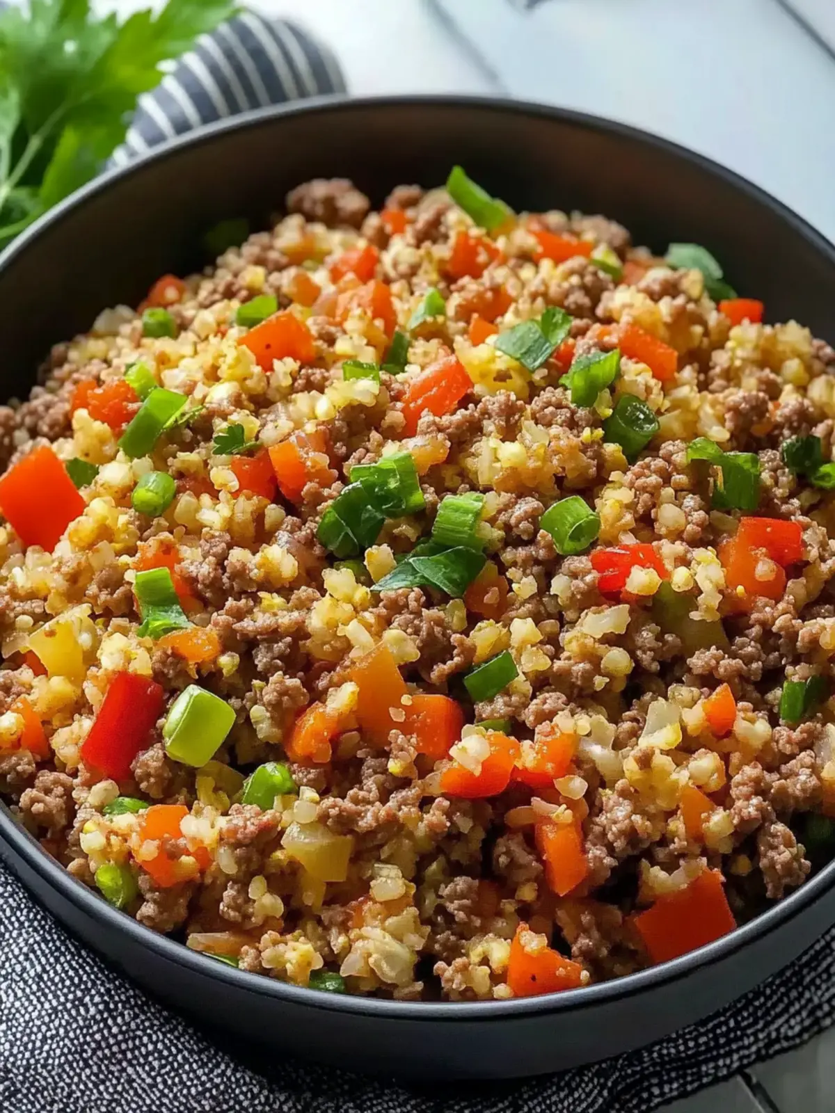 Savory Homemade Cauliflower Rice with Ground Beef Delight 3 Homemade Cauliflower Rice with Ground Beef